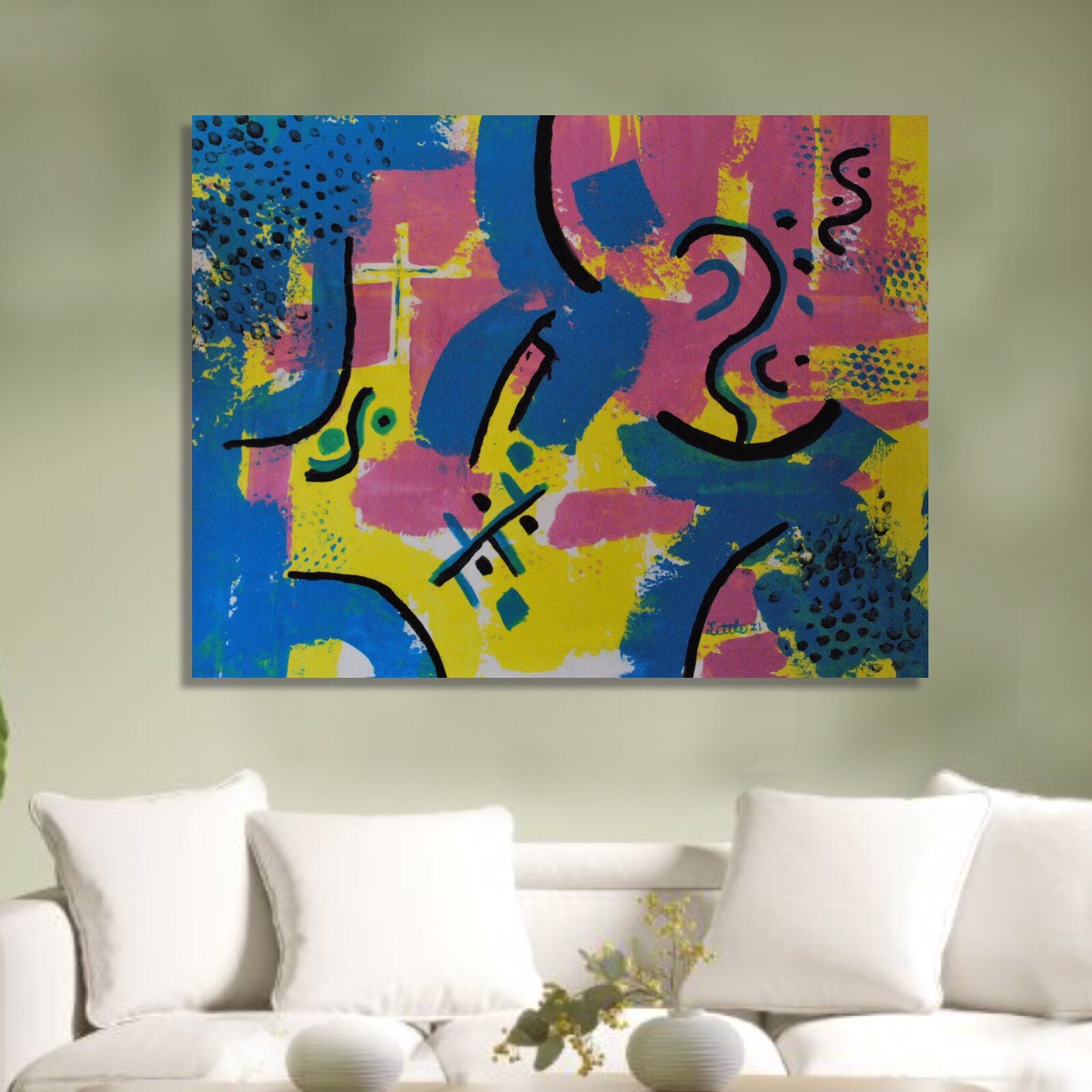 Mark Little, Authentic, original,Painting￼, 81” X 62” Acrylic, Abstract, POP Art