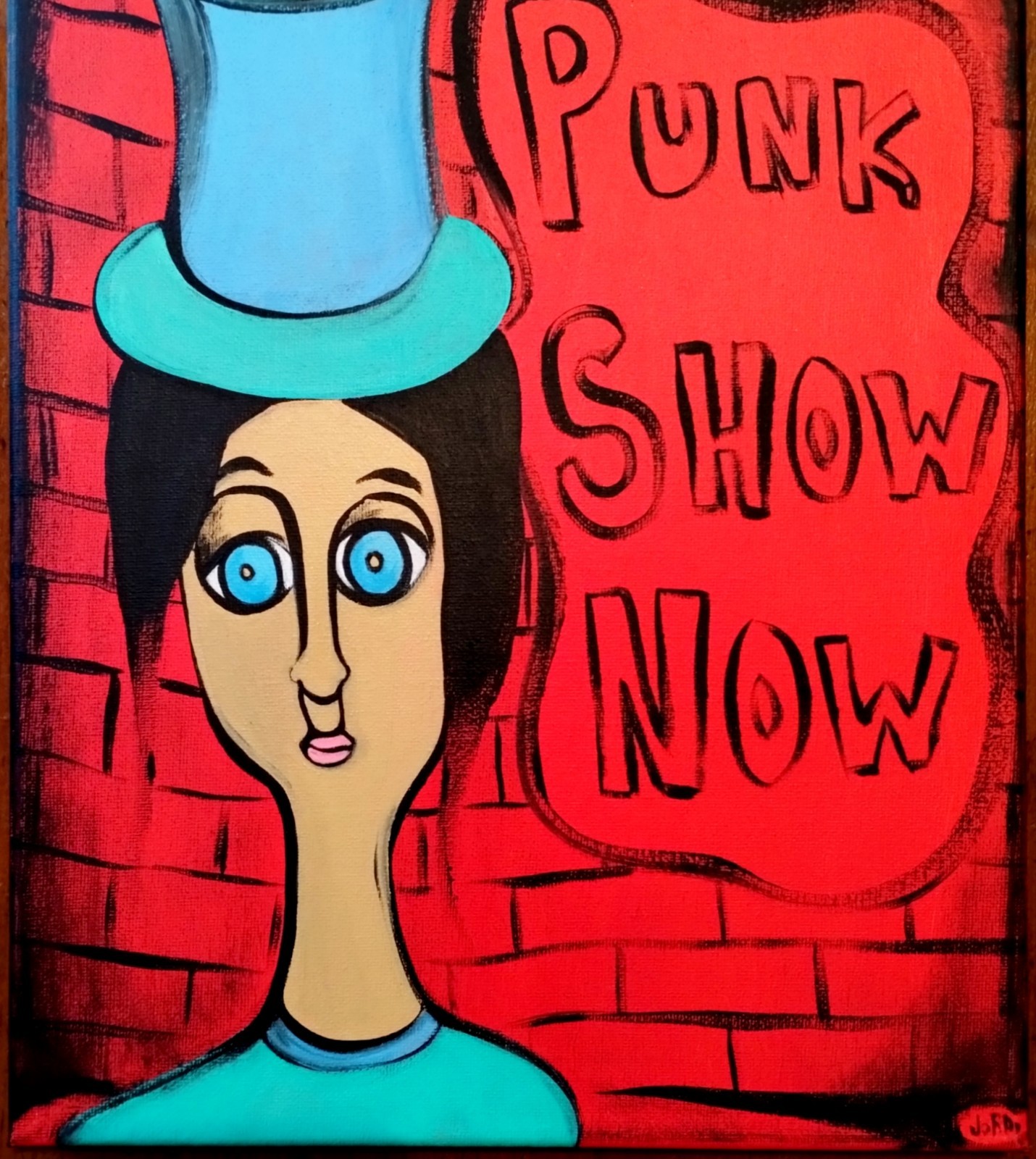 PUNK SHOW NOW RED EXPRESSIONISM PAINTING STRETCHED CANVAS..11 X 14 BY: JORDO
