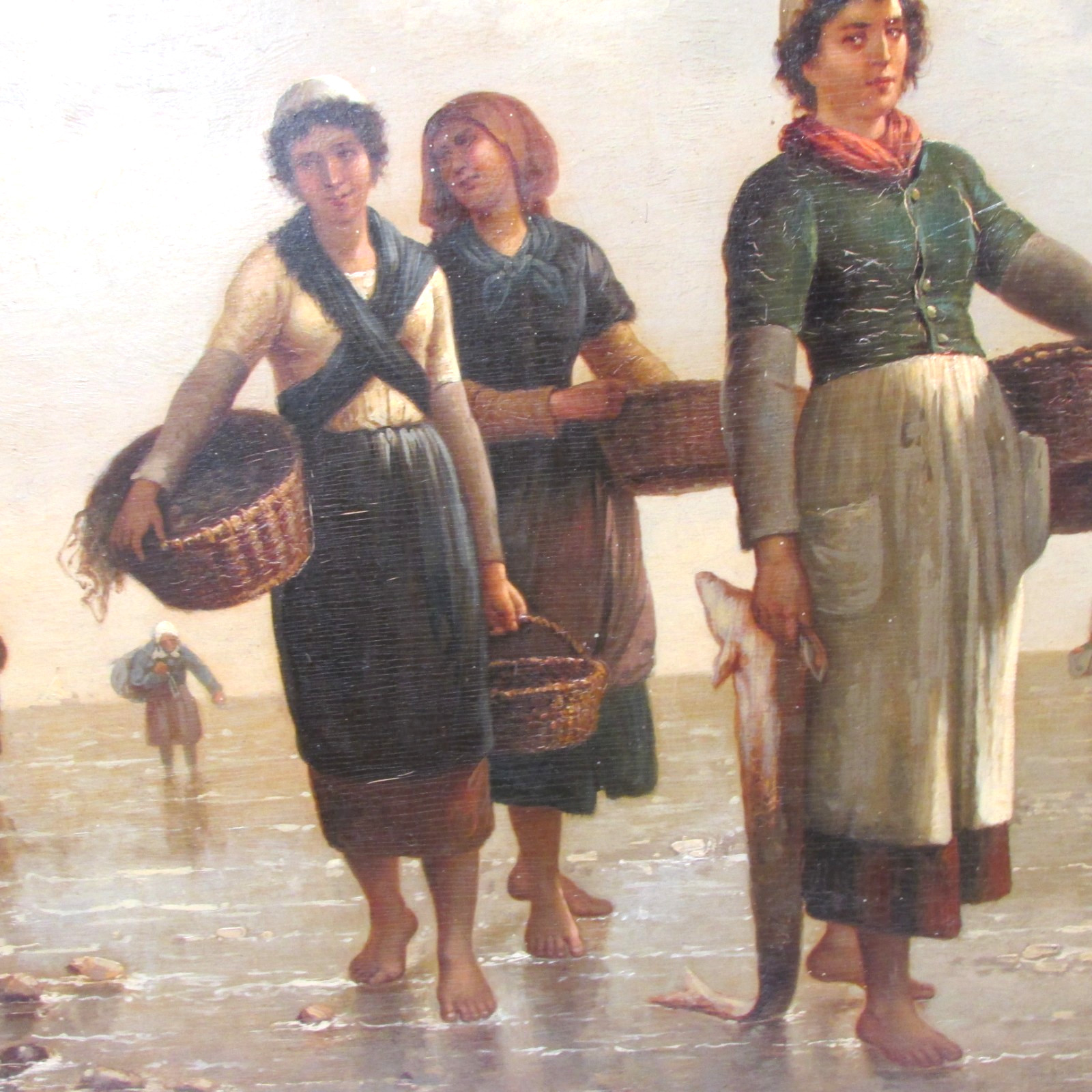 19th century oil on board painting of women by Vincent Stolenberg Lerche