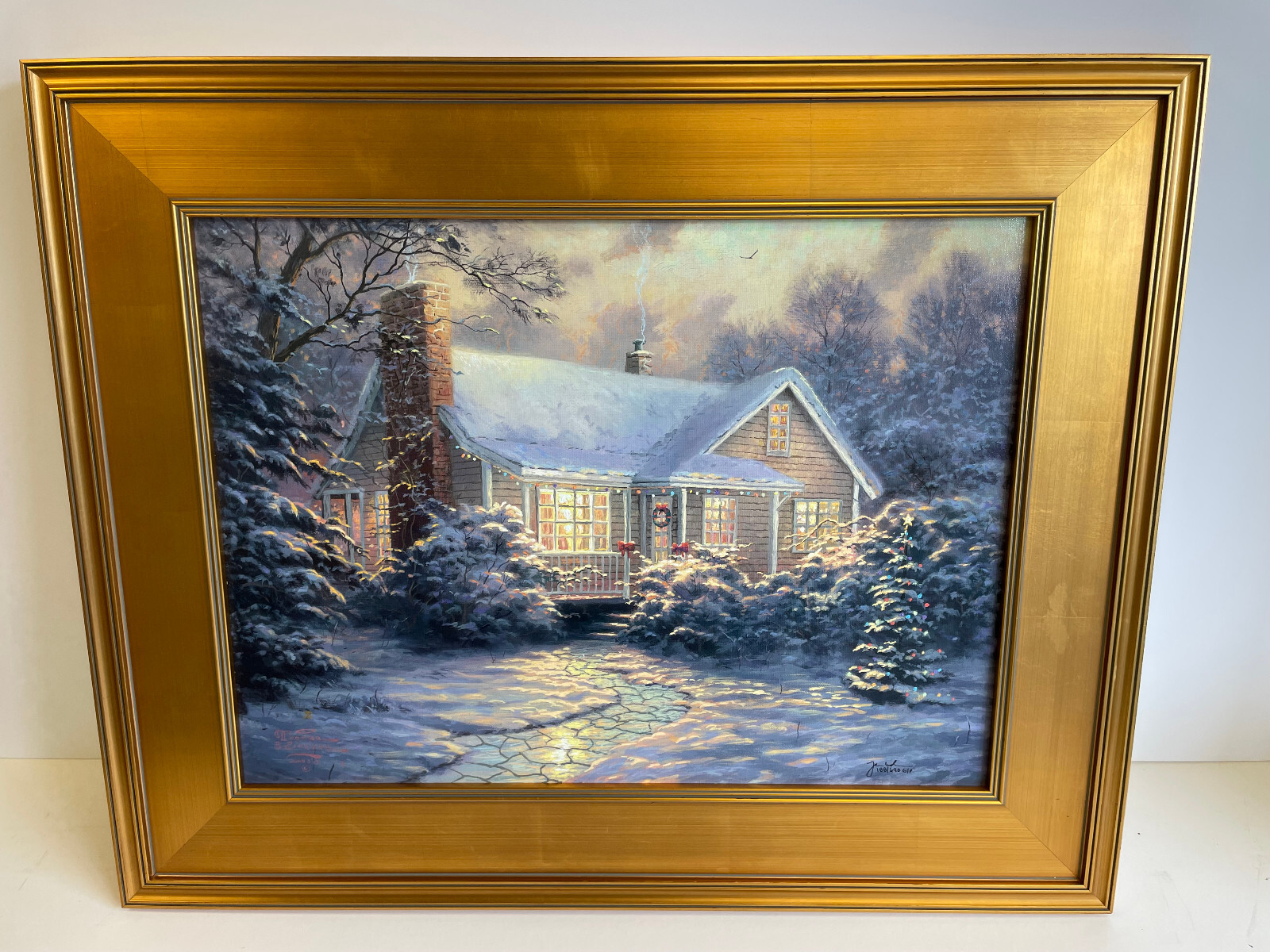 Thomas Kinkade Christmas Cottage Signed & Numbered LE Canvas 18 x 24 GP Edition