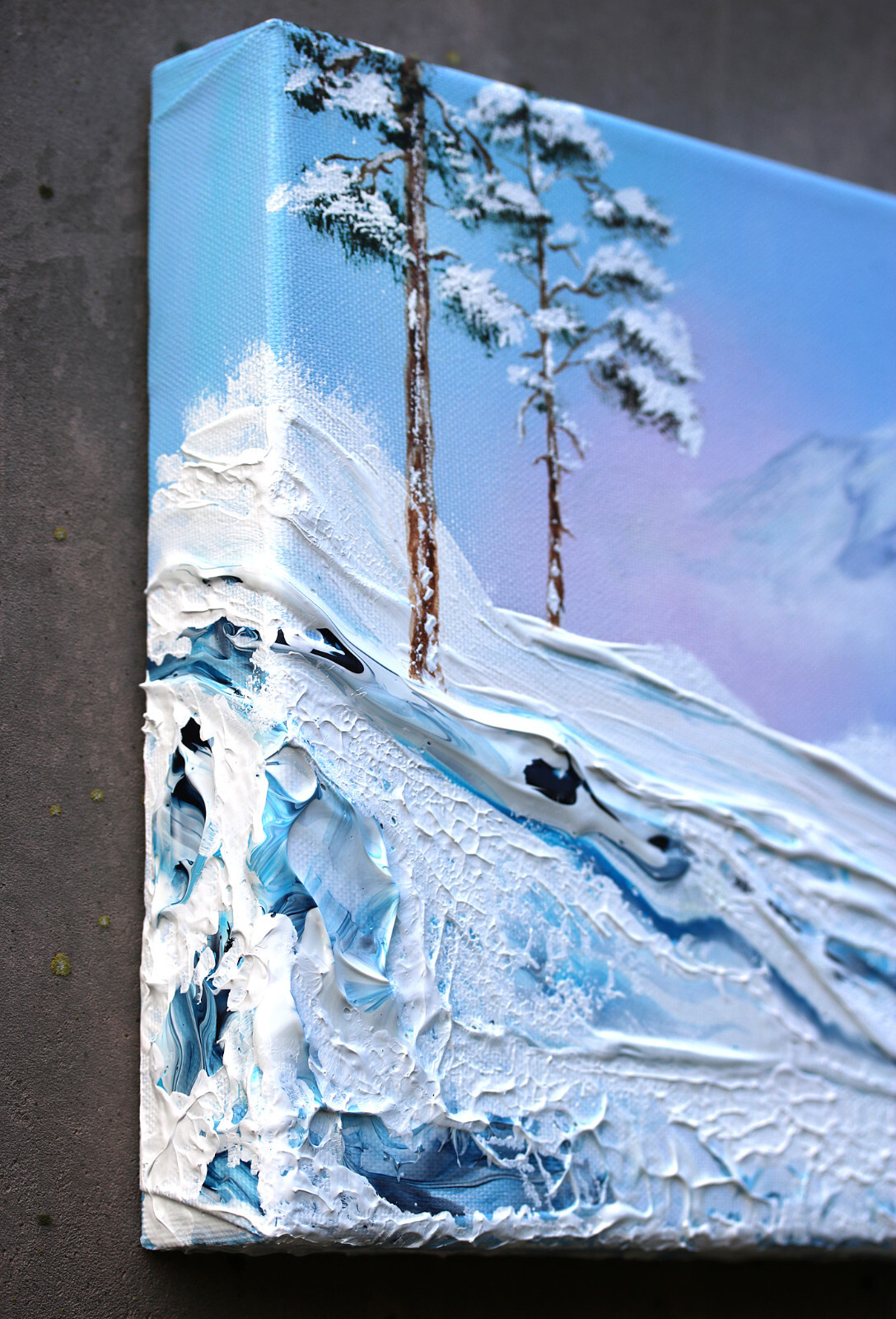Original acrylic landscape duplex paintings long distance relations gift art