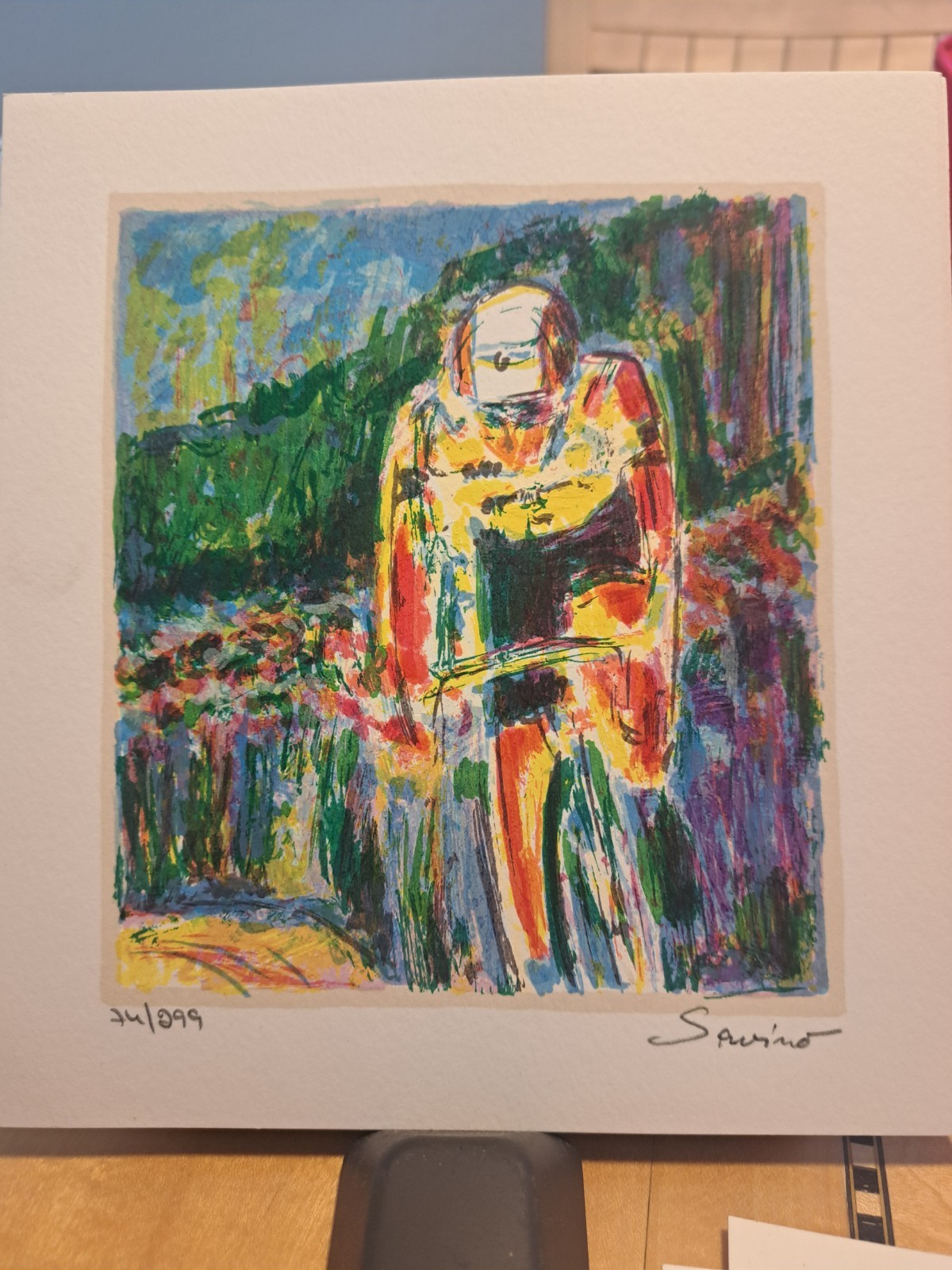 S. SAVINO SIGNED LITHOGRAPHY SPORT THEMED ~ UNFRAMED SET OF Four 4 SEE PHOTOS