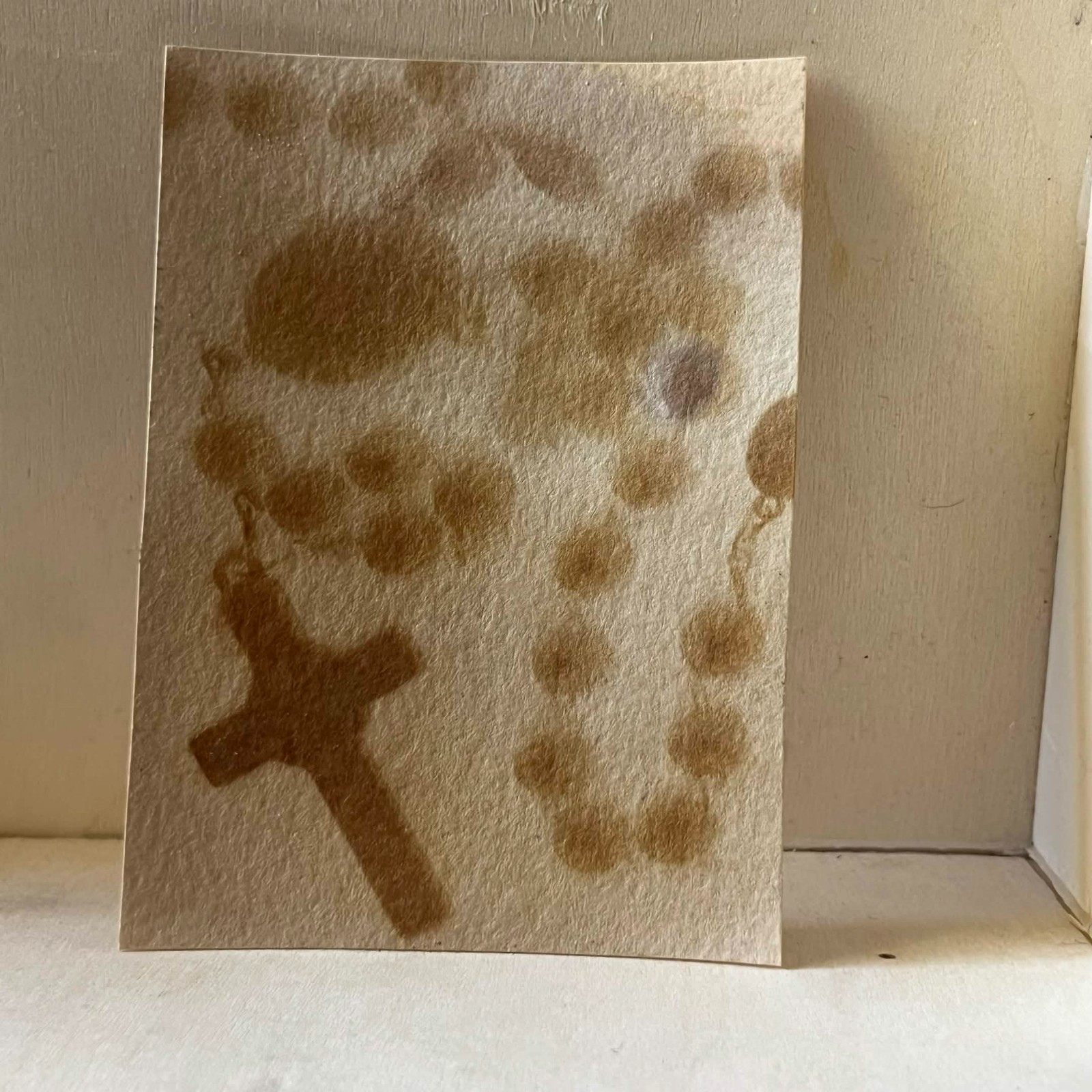 ACEO Original Art Card 2.5 x 3.5 anthotype mini painting rosary