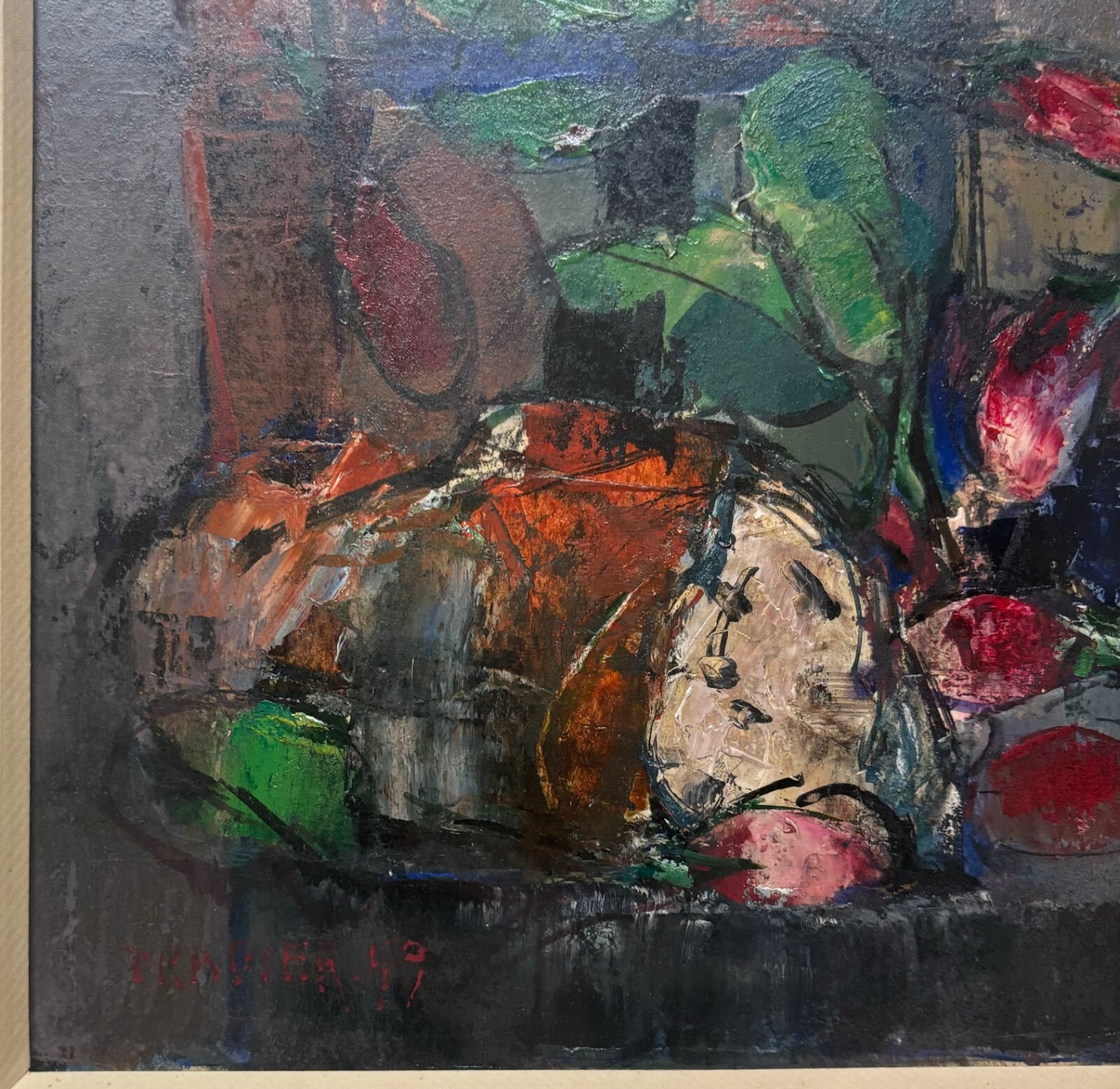 Original RAOUL PRADIER ‘Bread & Radish’ Still Life French EXPRESSIONIST Painting