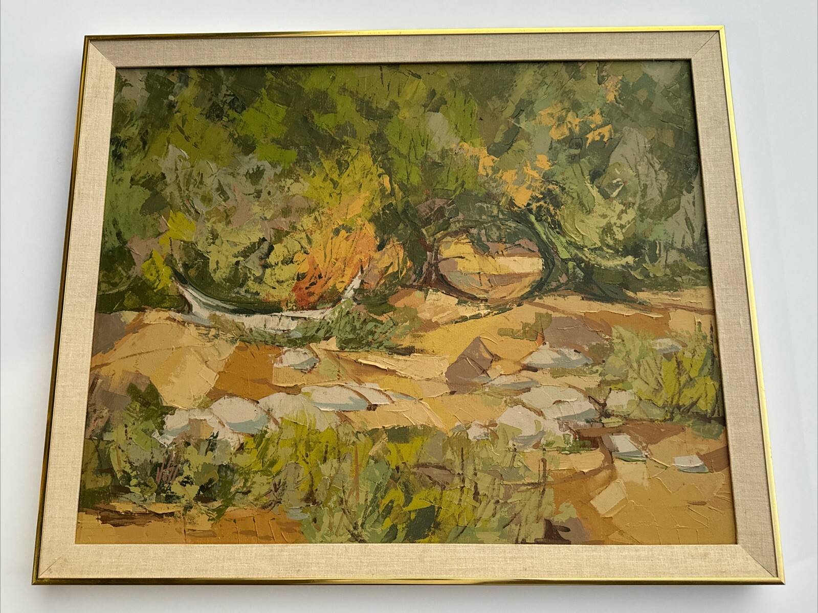 IMPRESSIONIST PAINTING MODERNIST LISTED BILL VOSS LARGE LANDSCAPE PALO VERDE OIL