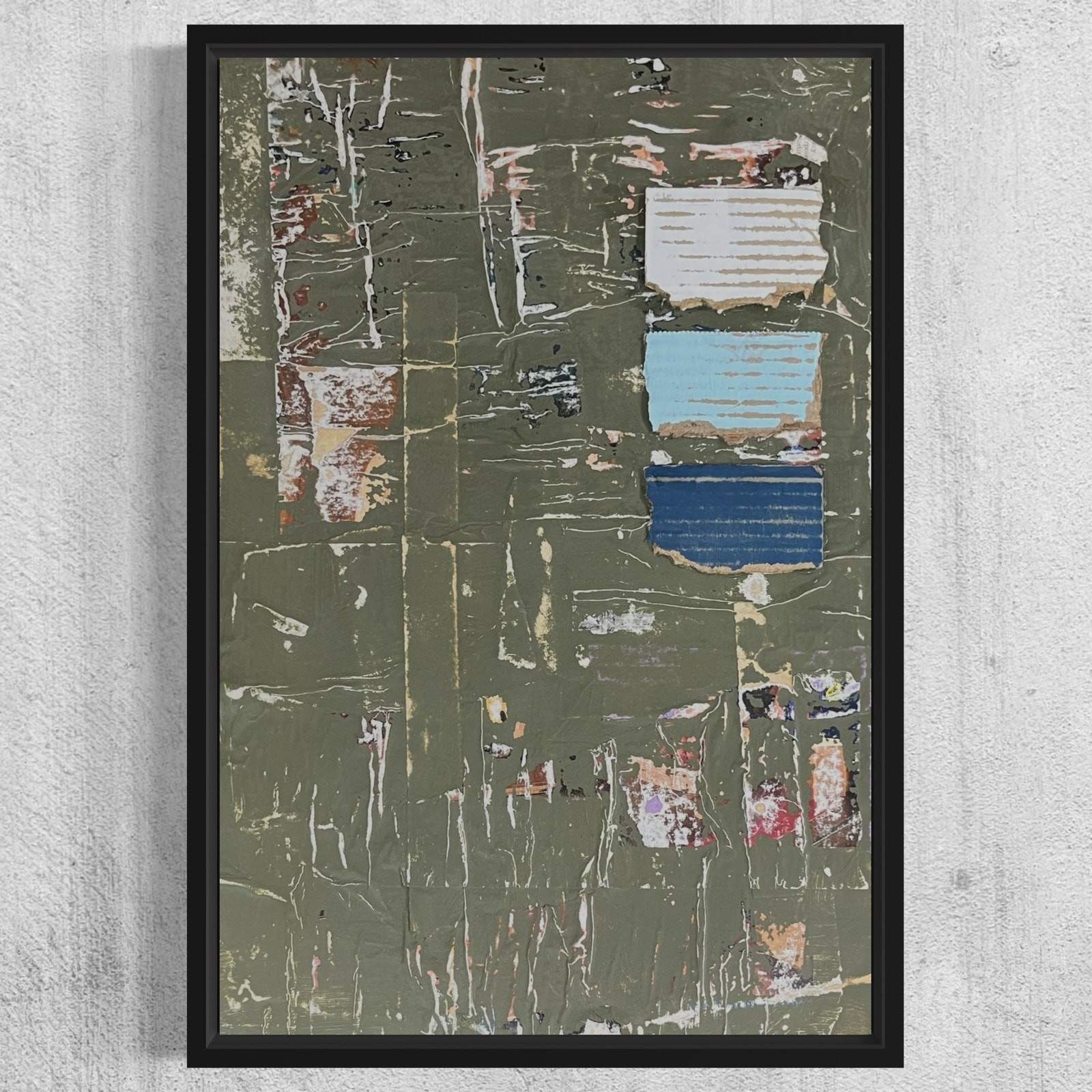 Original Framed Mixed Media Modern Art Collage Painting 12×18 “Luggage”