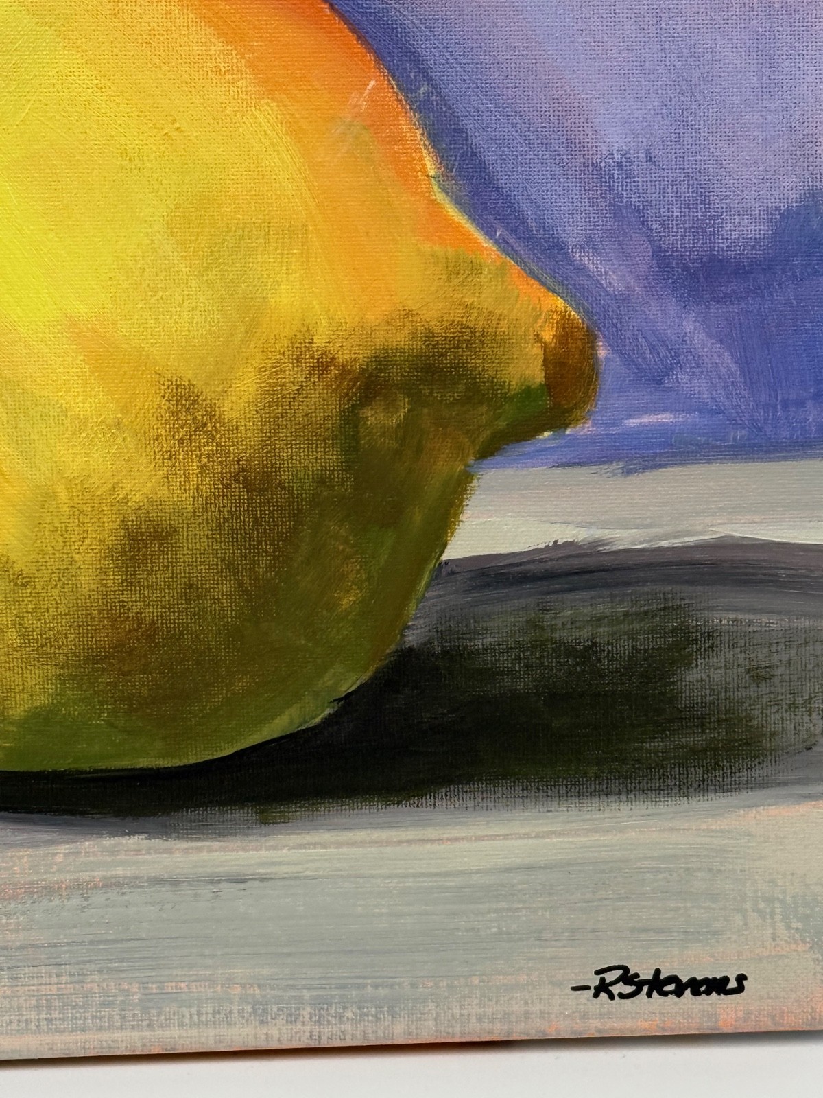 R Stevens 11×14 Original Acrylic Lemon Still Life Painting Signed