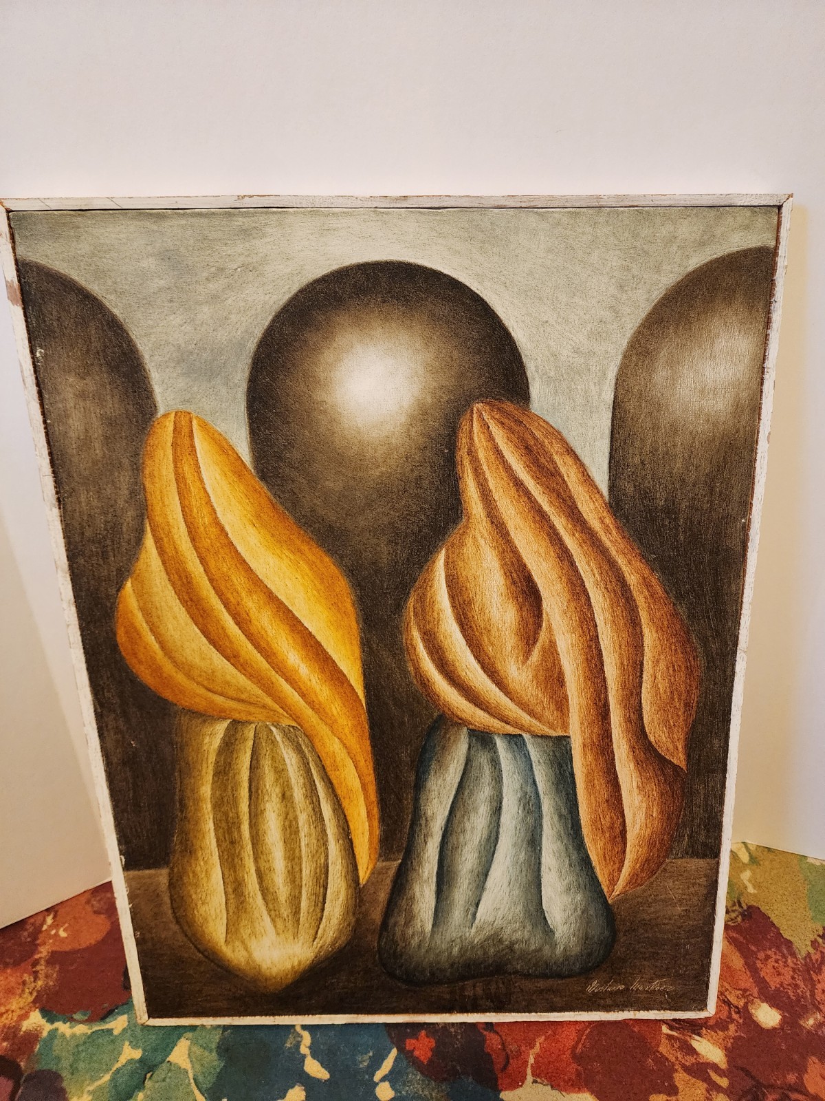 Gustavo Martinez Mexico Two Women Dos Mujeres Oil Painting 23.5″ X 18″ X 1″