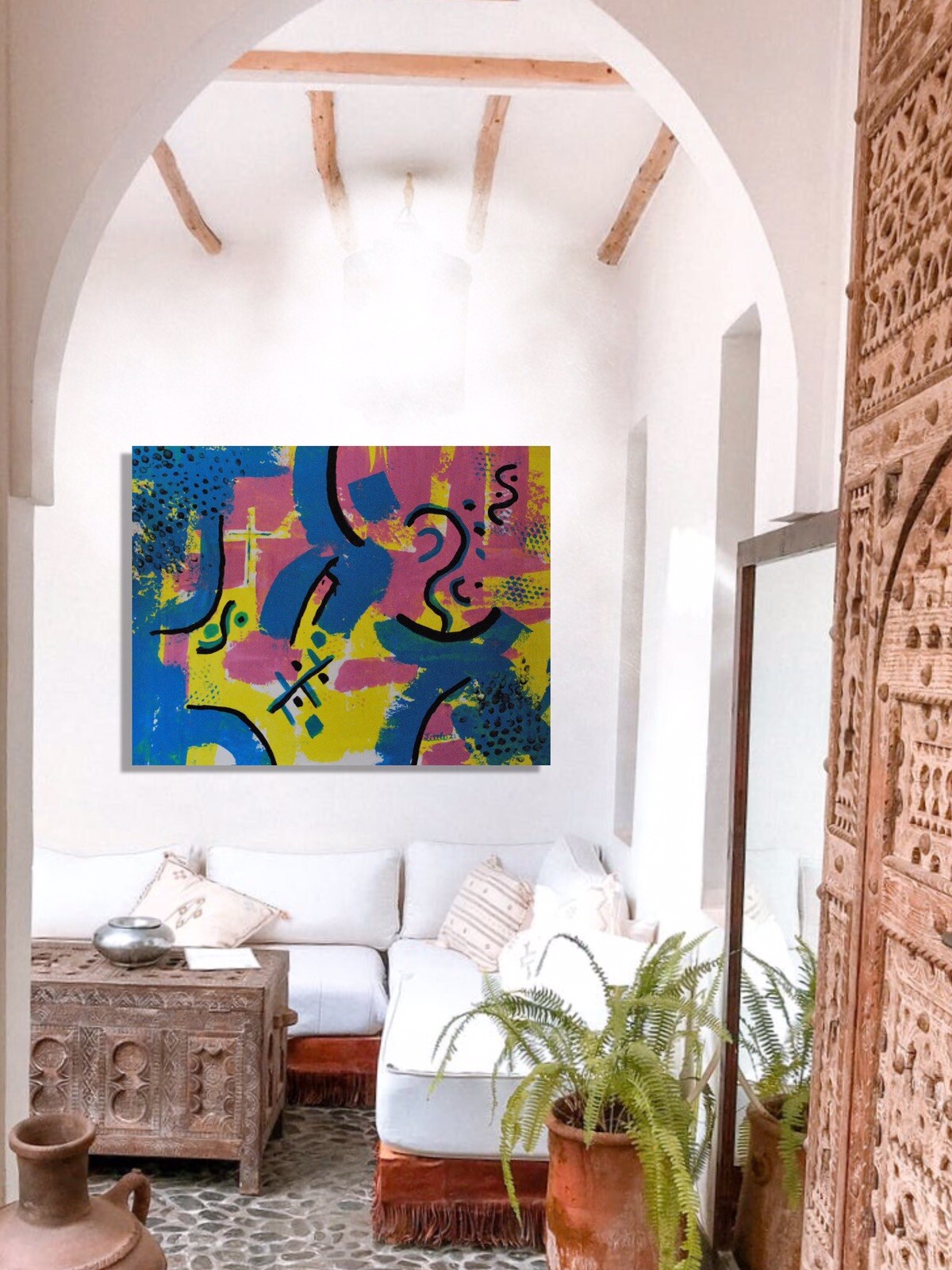 Mark Little, Authentic, original,Painting￼, 81” X 62” Acrylic, Abstract, POP Art