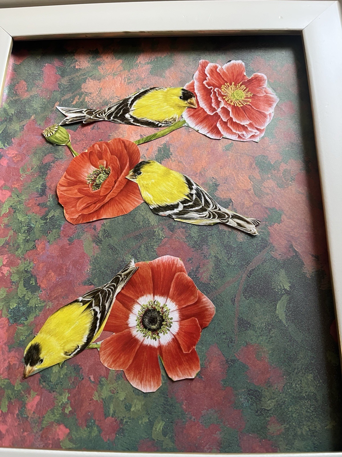 Set Of 2 Watercolor Floral 🌺💐Bird 🕊️Print Collages 12 1/2 X 10 1/2 Framed