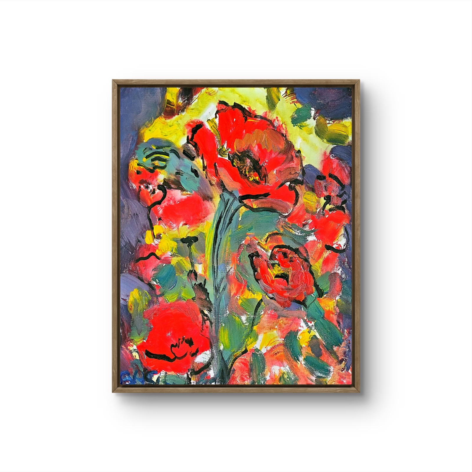 Poppies Abstract Expressionist Original Painting Canvas 11×14