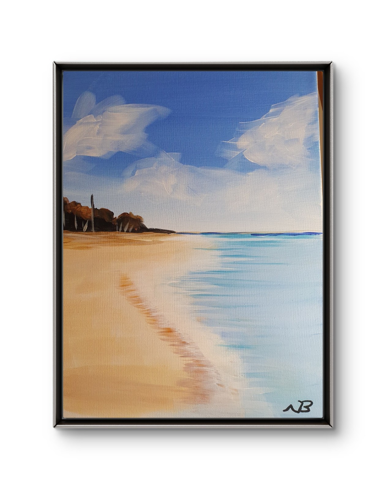 BLUE SKY BEACH 12×16 ORIGINAL EXPRESSIONISM ACRYLIC ABSTRACT ORIGINA CANVAS NEW