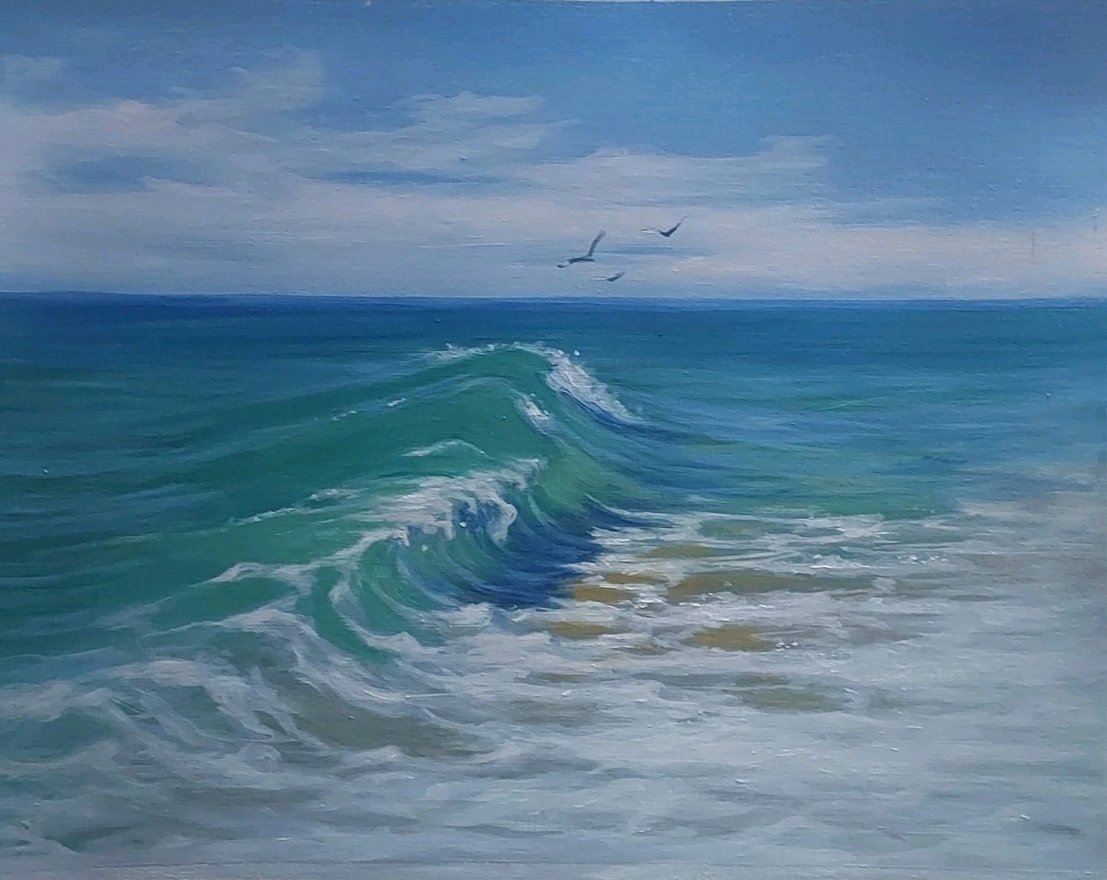 Peaceful Seascape Original Oil Painting Florida Coastal Art 11×14″