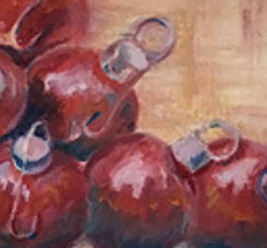 Red, Original Oil Painting, Framed Art, by Van Ness