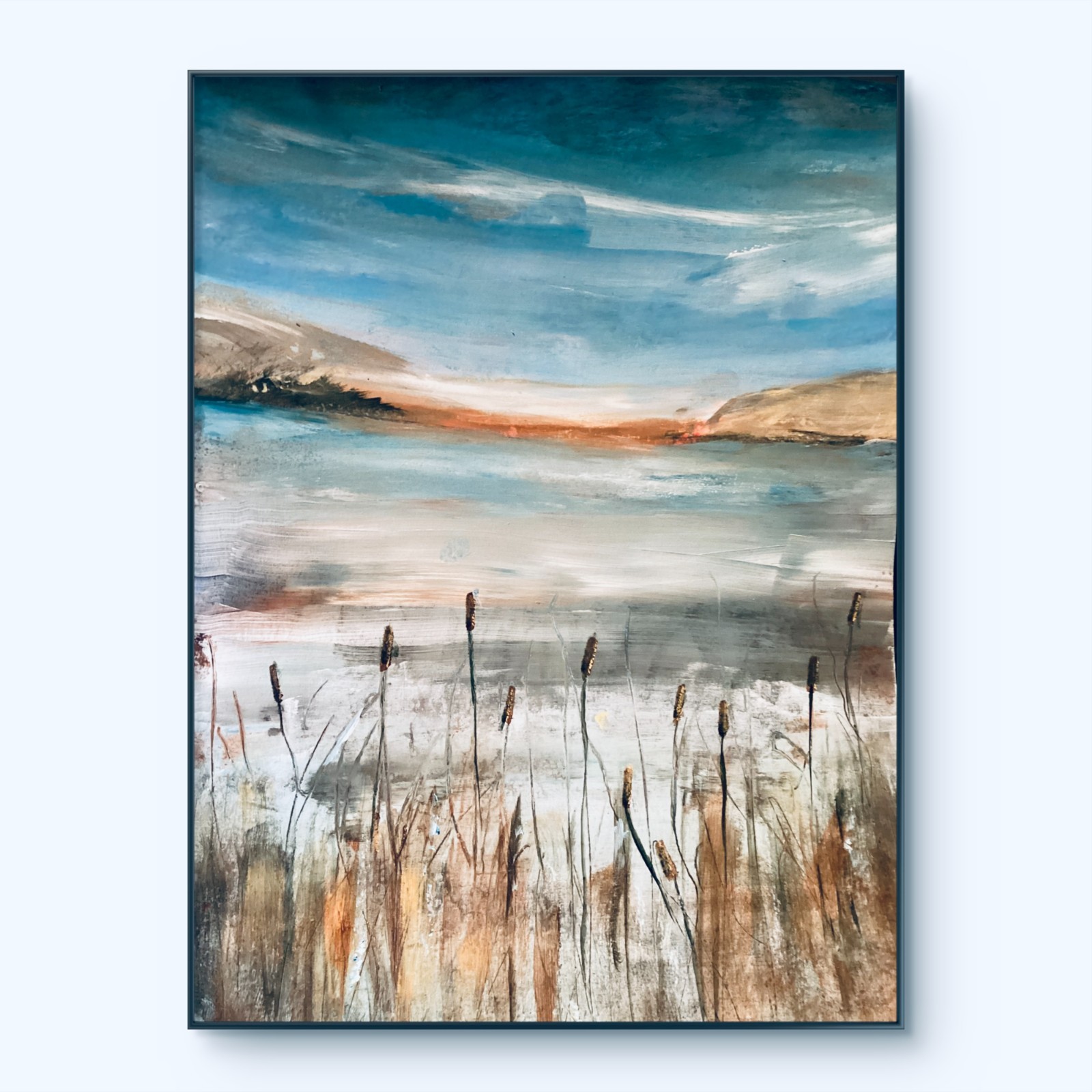 Mary Myers Original Expressionist lake Painting on watercolor paper 9×12