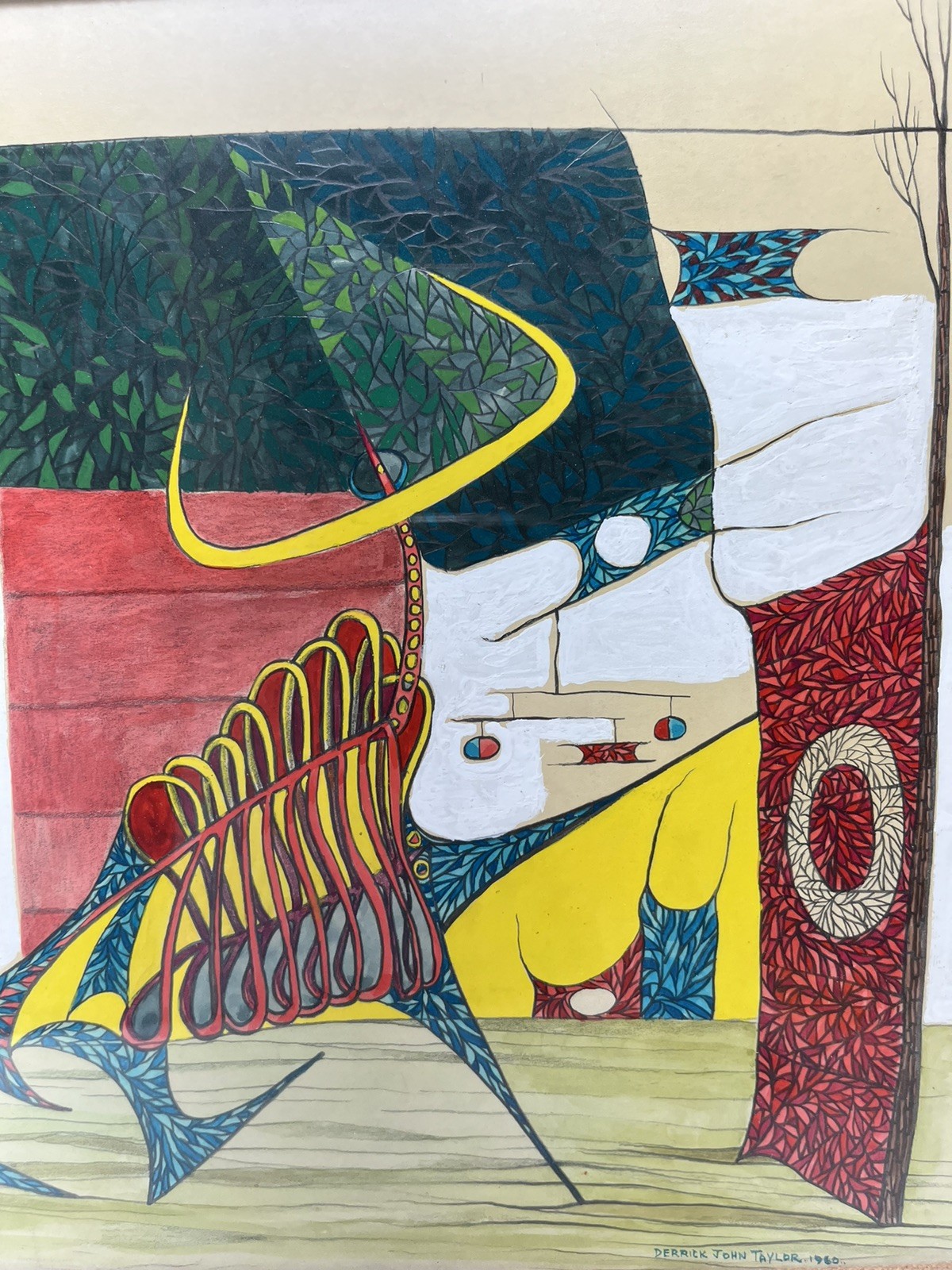 DERRICK TAYLOR SURREALIST CUBIST ABSTRACT AVANT GARDE MIXED MEDIA OIL PAINTING
