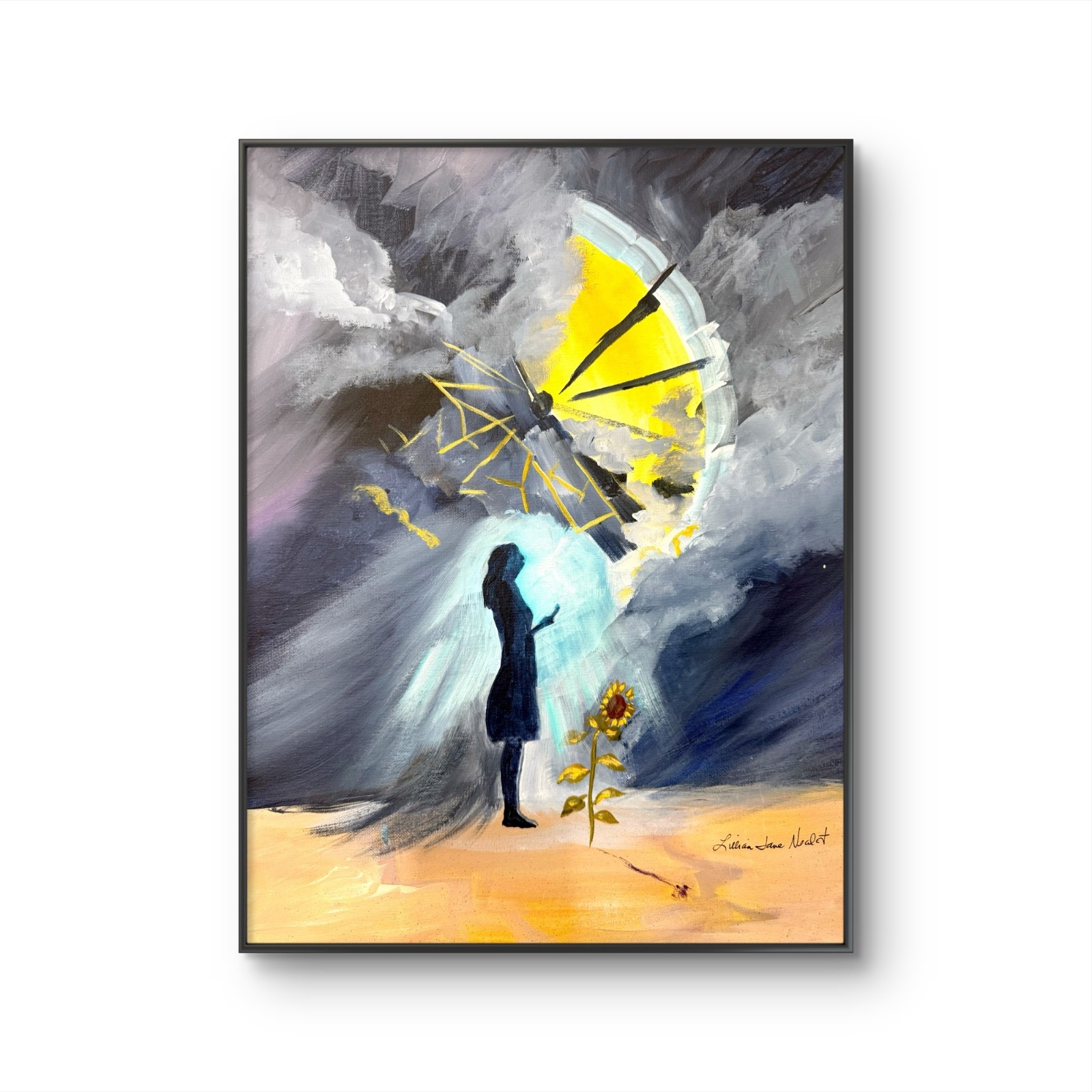 Abstract Figurative 16″x20″Original Acrylic Hope Canvas Board Expressive Decor