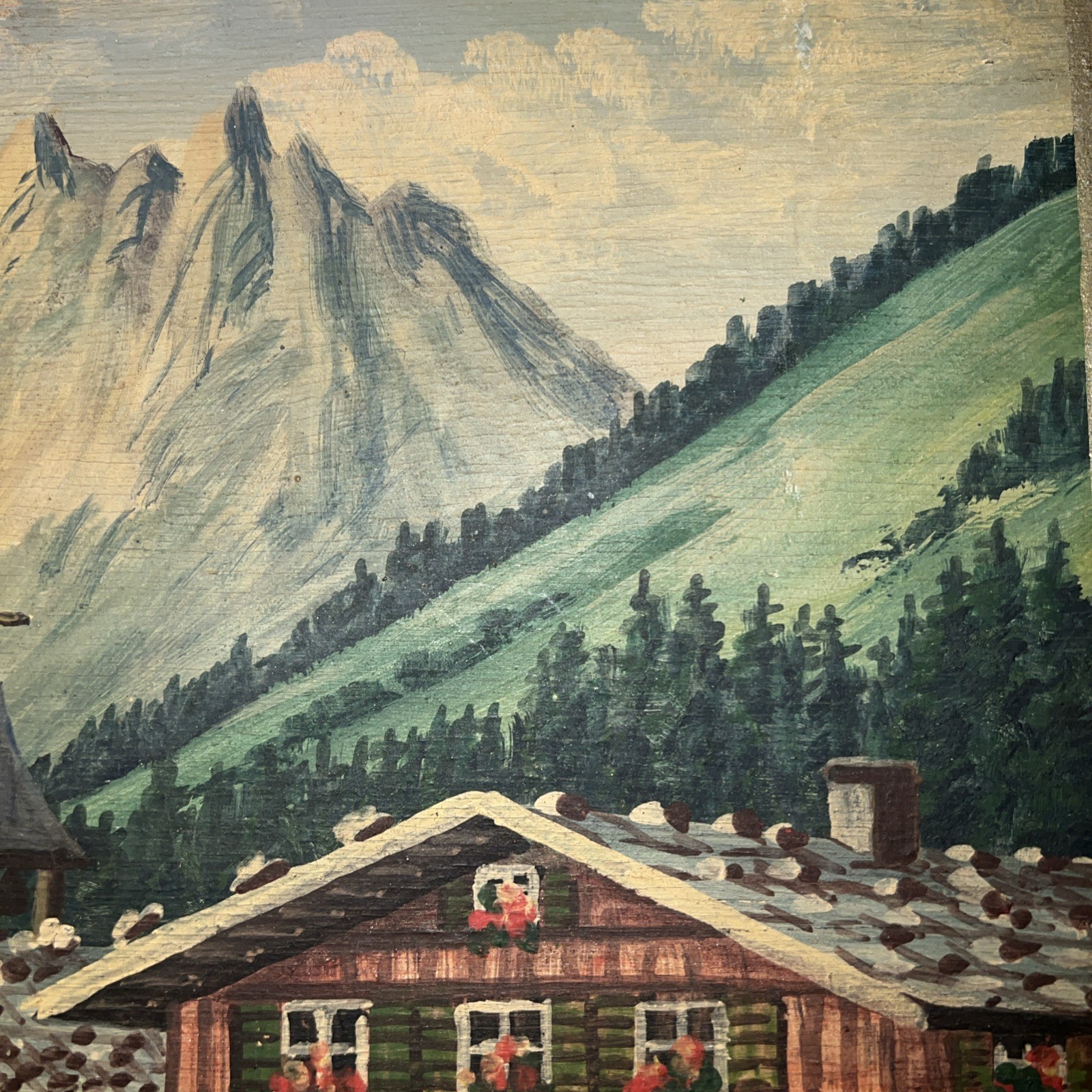 P. Tzschentke 1940 Wurzburg Bavaria Alps Hand Painted Signed Oil On Wood Germany