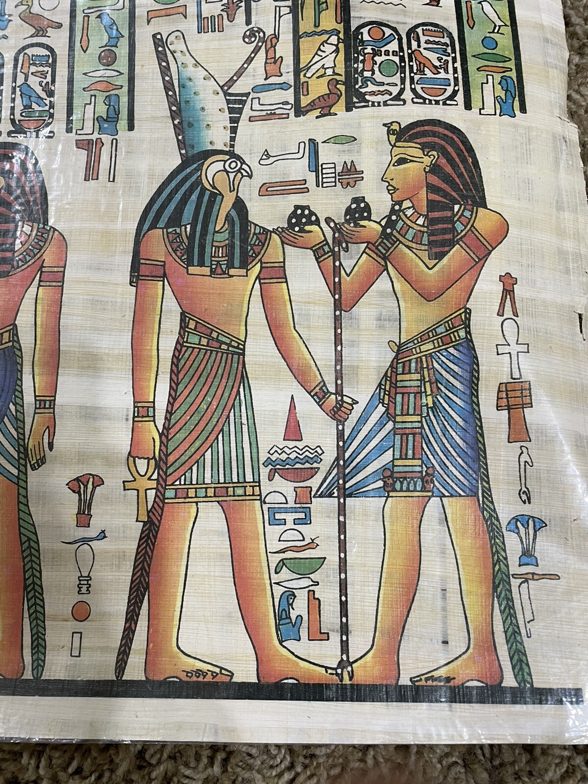 ANCIENT EGYPTIAN PAPYRUS PAINTING on Handmade Paper SIGNED Egypt Pharos 15X11