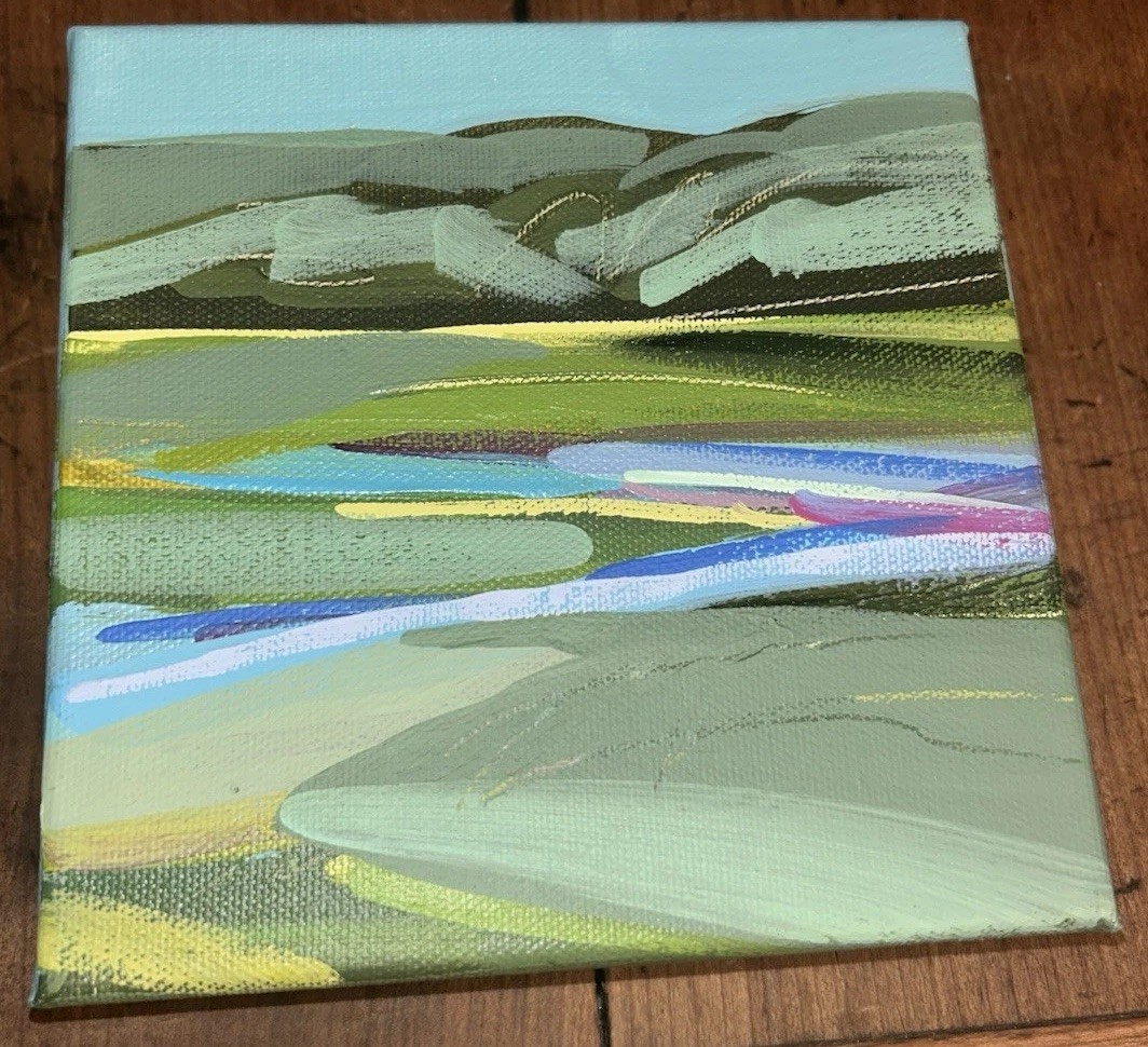 Original ‘20 MARSH AT PAWLEYS signed EM 6”Sq Canvas SC Landscape