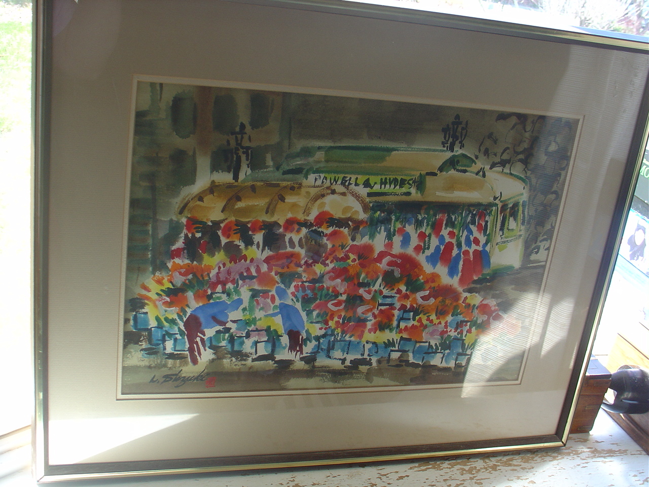 Vtg Lewis Suzuki Watercolor San Fransisco Powell & Hyde Cable Car California Era