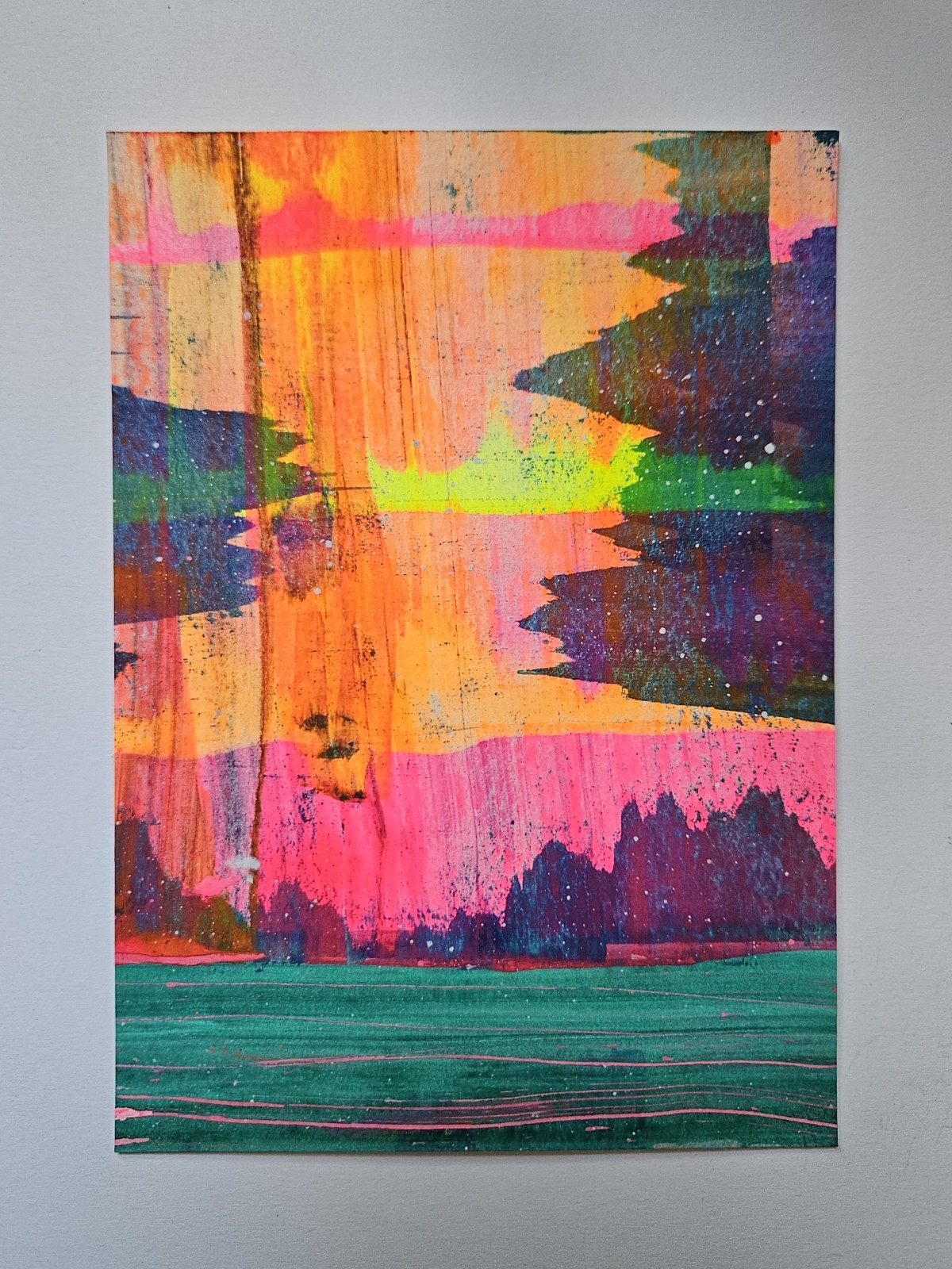 5″x7″ Abstract Landscape #3, Jackie T Creates, Scrape Art Acrylic Painting