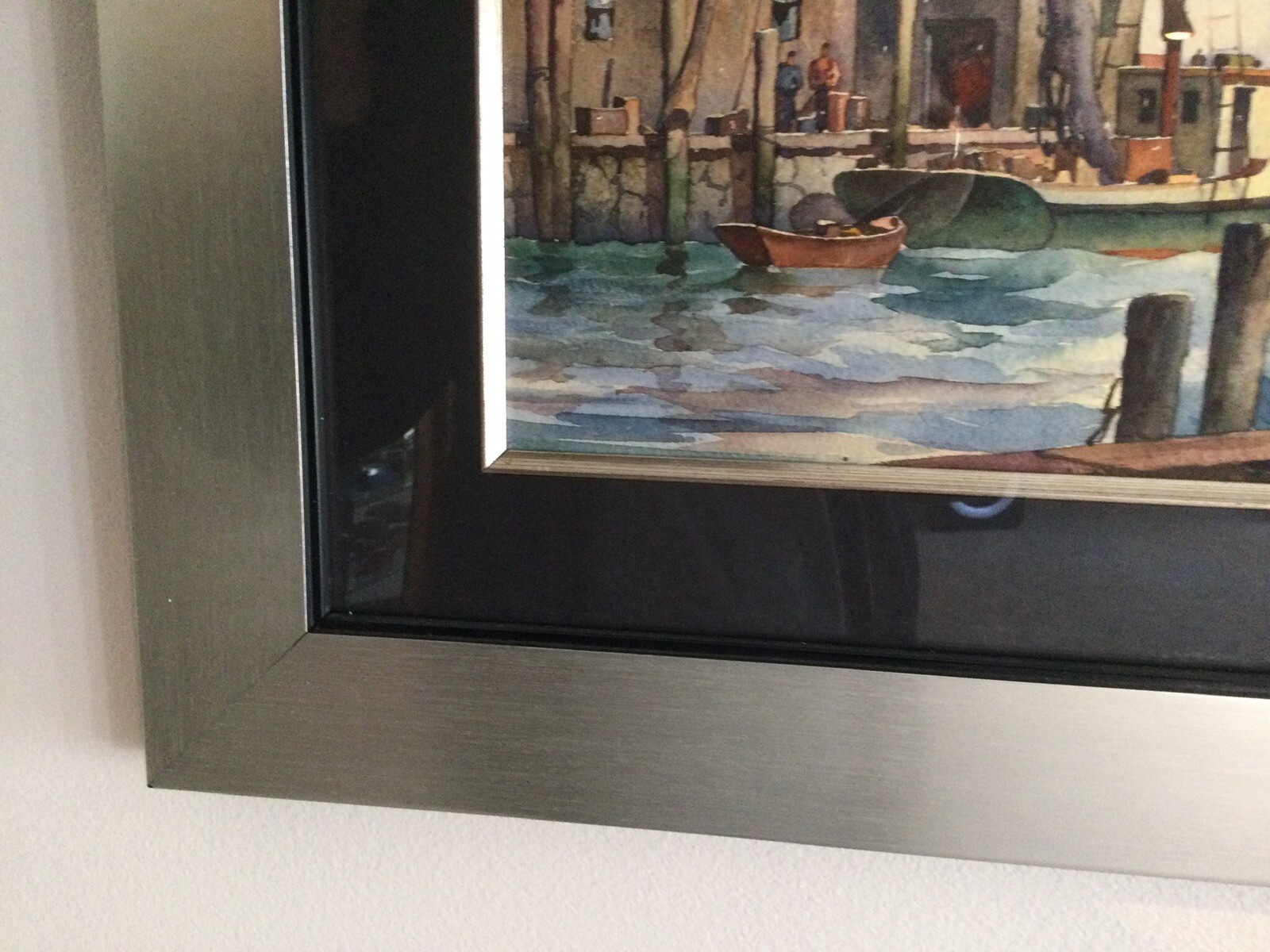 John Cuthbert Hare original signed Gloucester Harbor Gouache Painting