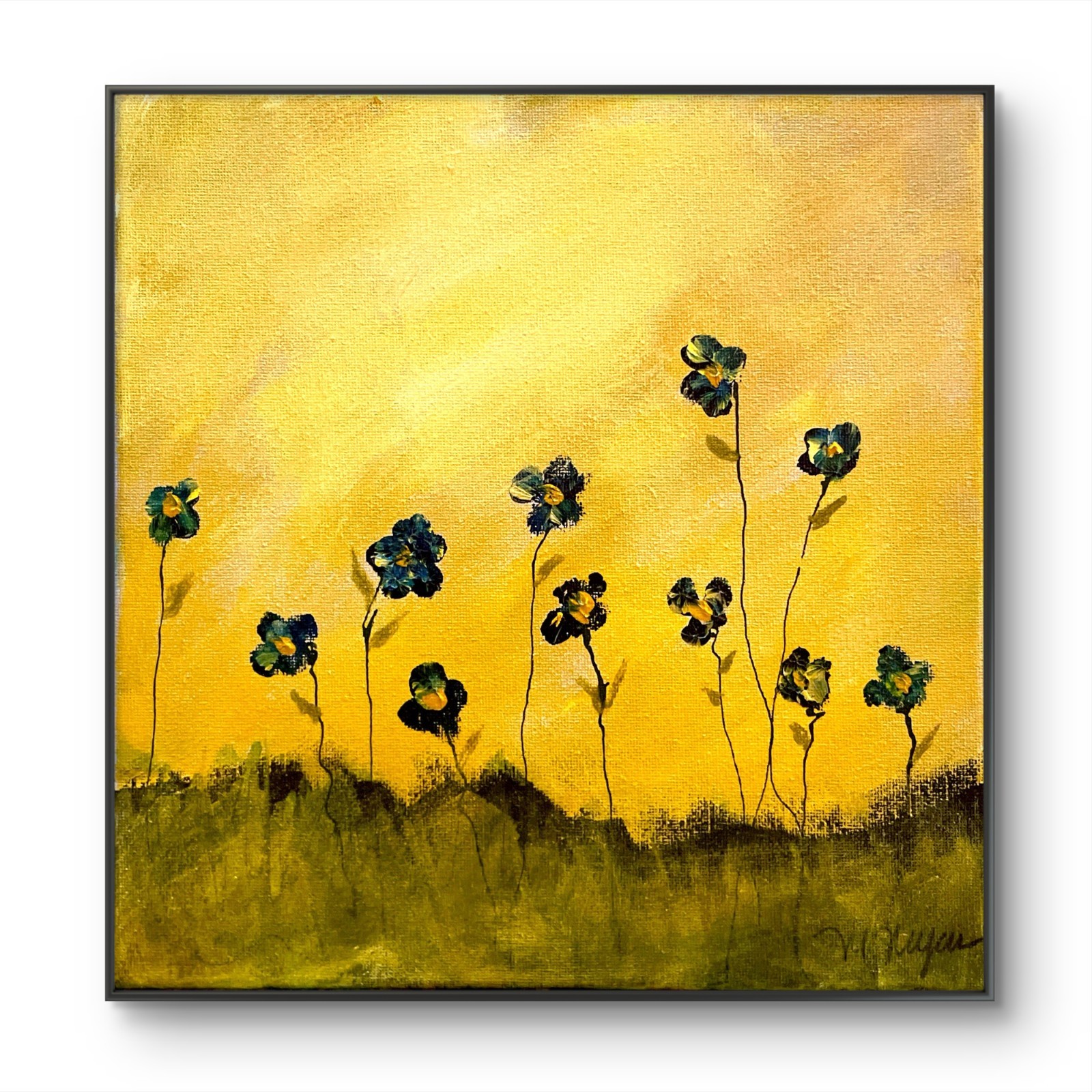 Mary Myers Original Abstract Expressionism 10×10 Wildflower Meadow Signed