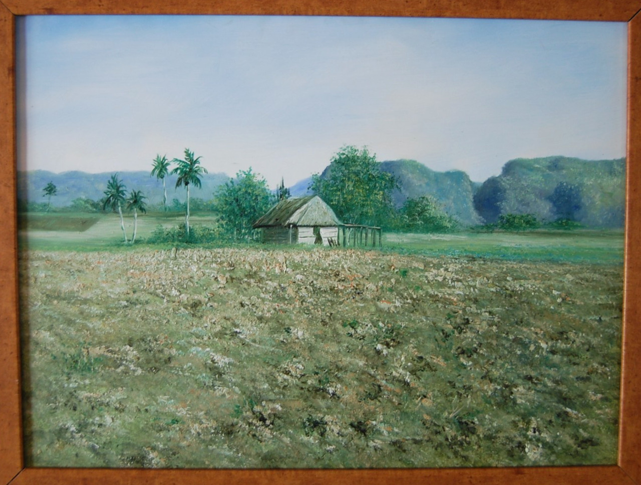 ORIGINAL SIGNED FRAMED OIL ROYAL PALMS, BOHIO AND MOGOTES VINALES LANDSCAPE CUBA