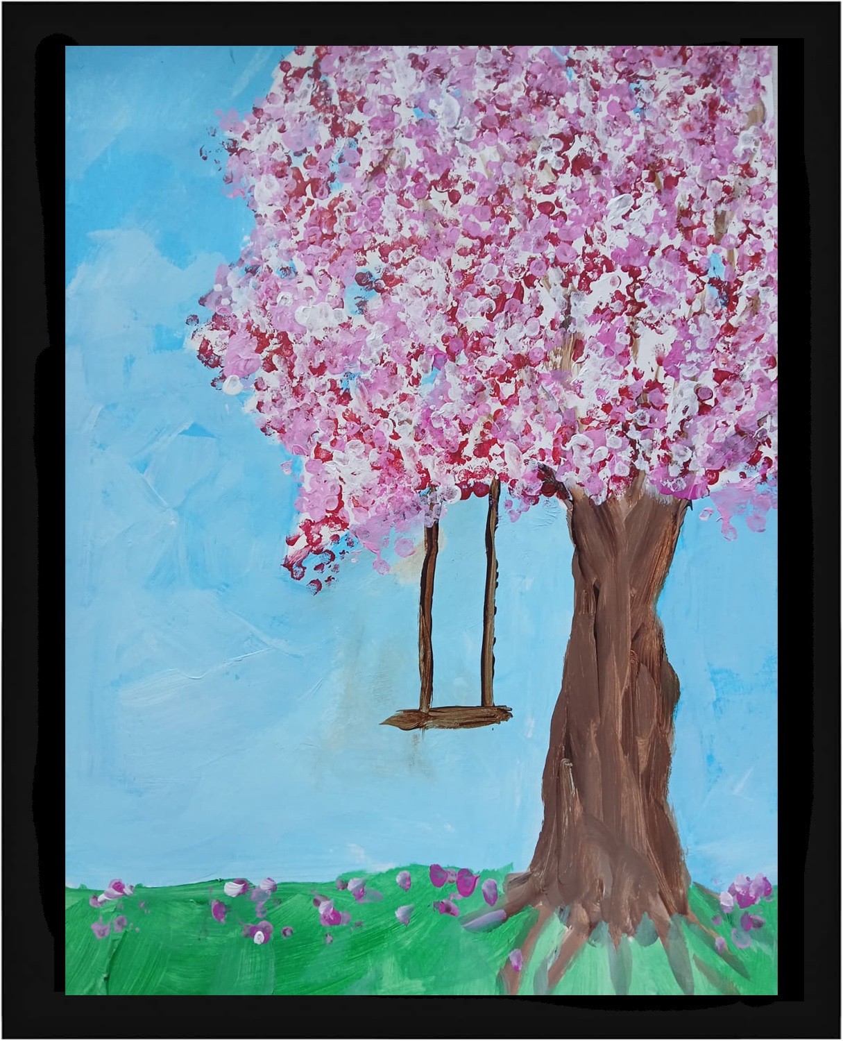 Abstract/Impressionism 9 x 12 Cherry TreeHandmade Colorful Art Painting