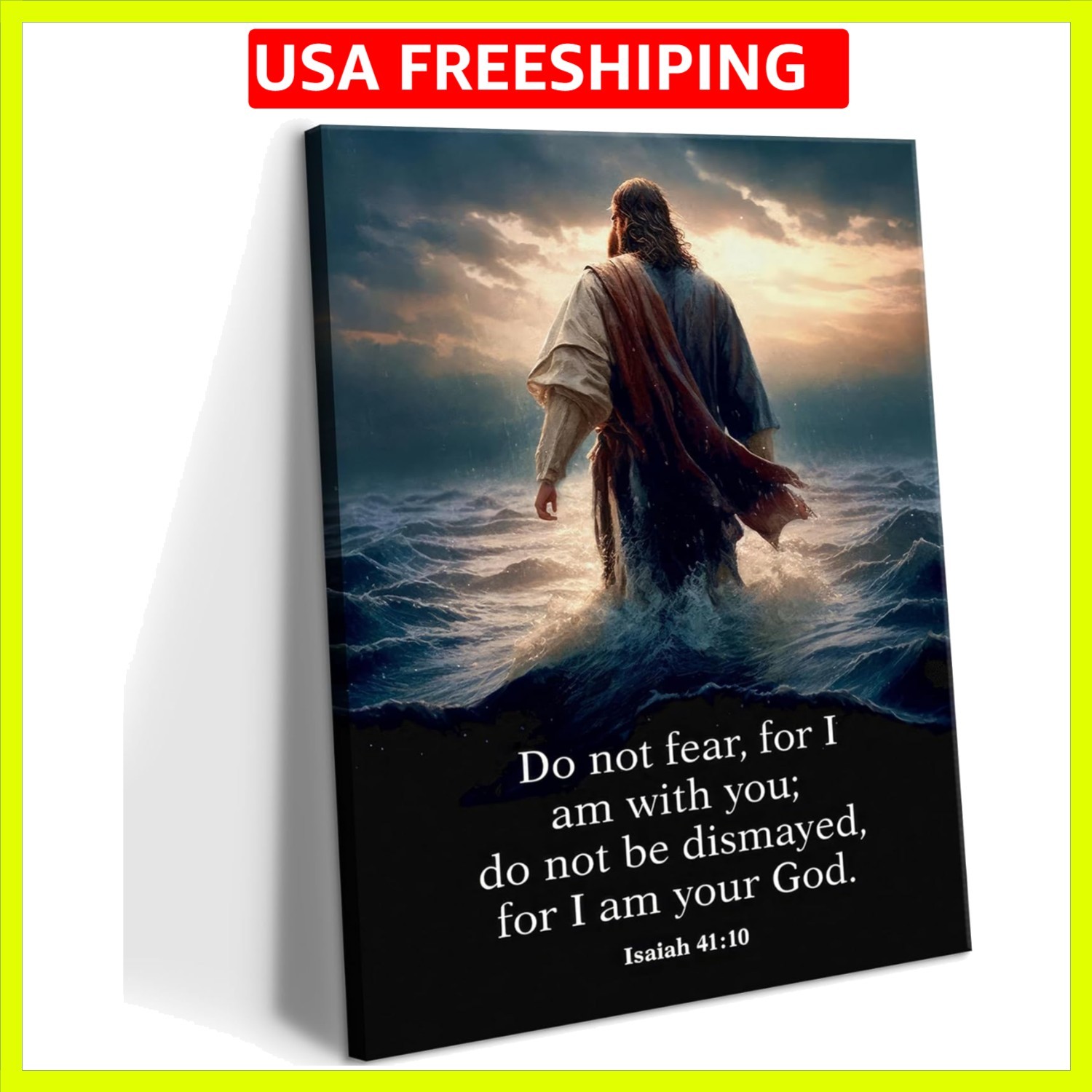 Jesus Walking on Water Canvas Wall Art Christian Inspirational Painting Pictu…