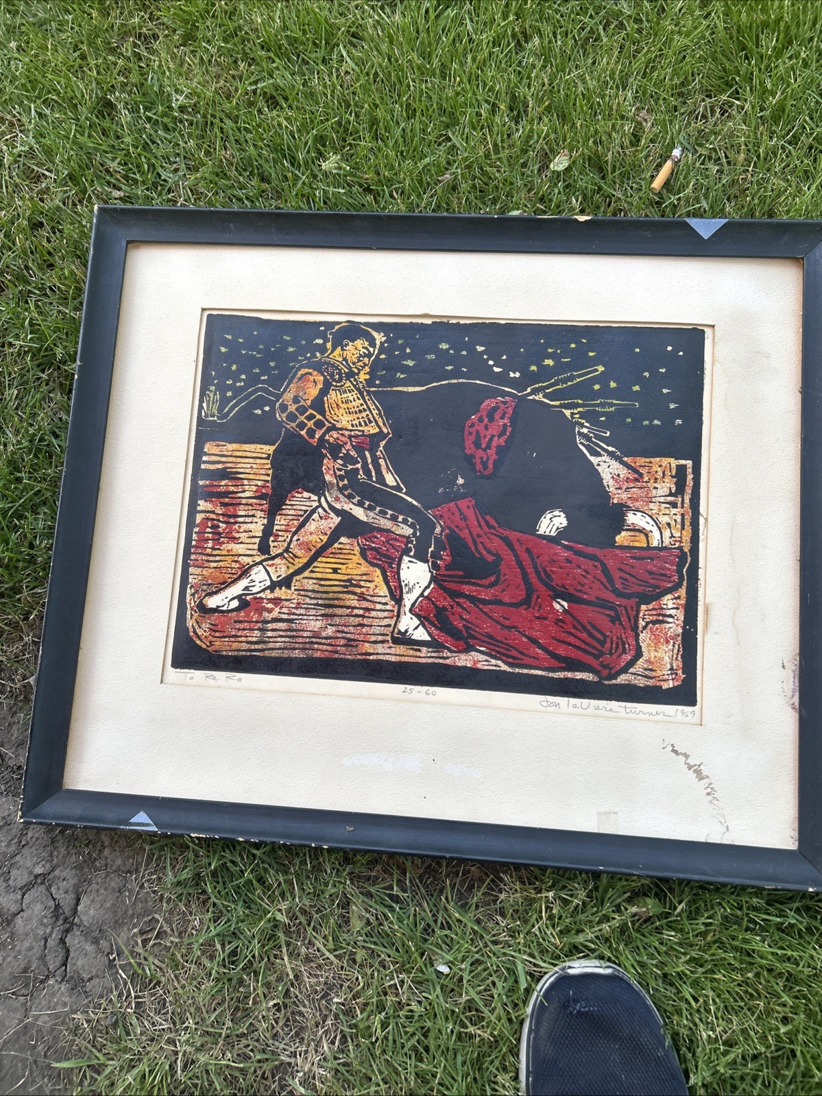 DON LAVIERE TURNER Signed Original 1959 21 x 33 Inches Woodcut Linocut Print
