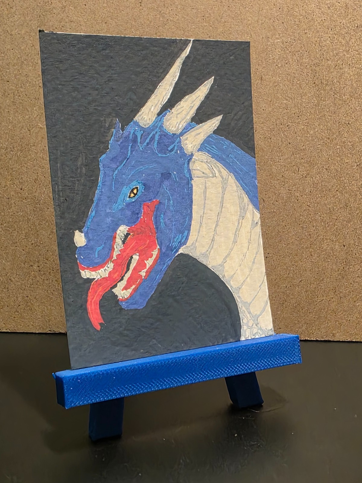 ACEO original painting dragon head, Wyld Dog Art