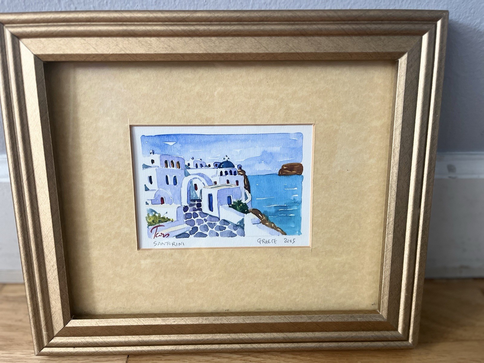 Original Santorini Watercolor – Signed “Tars” (2005)