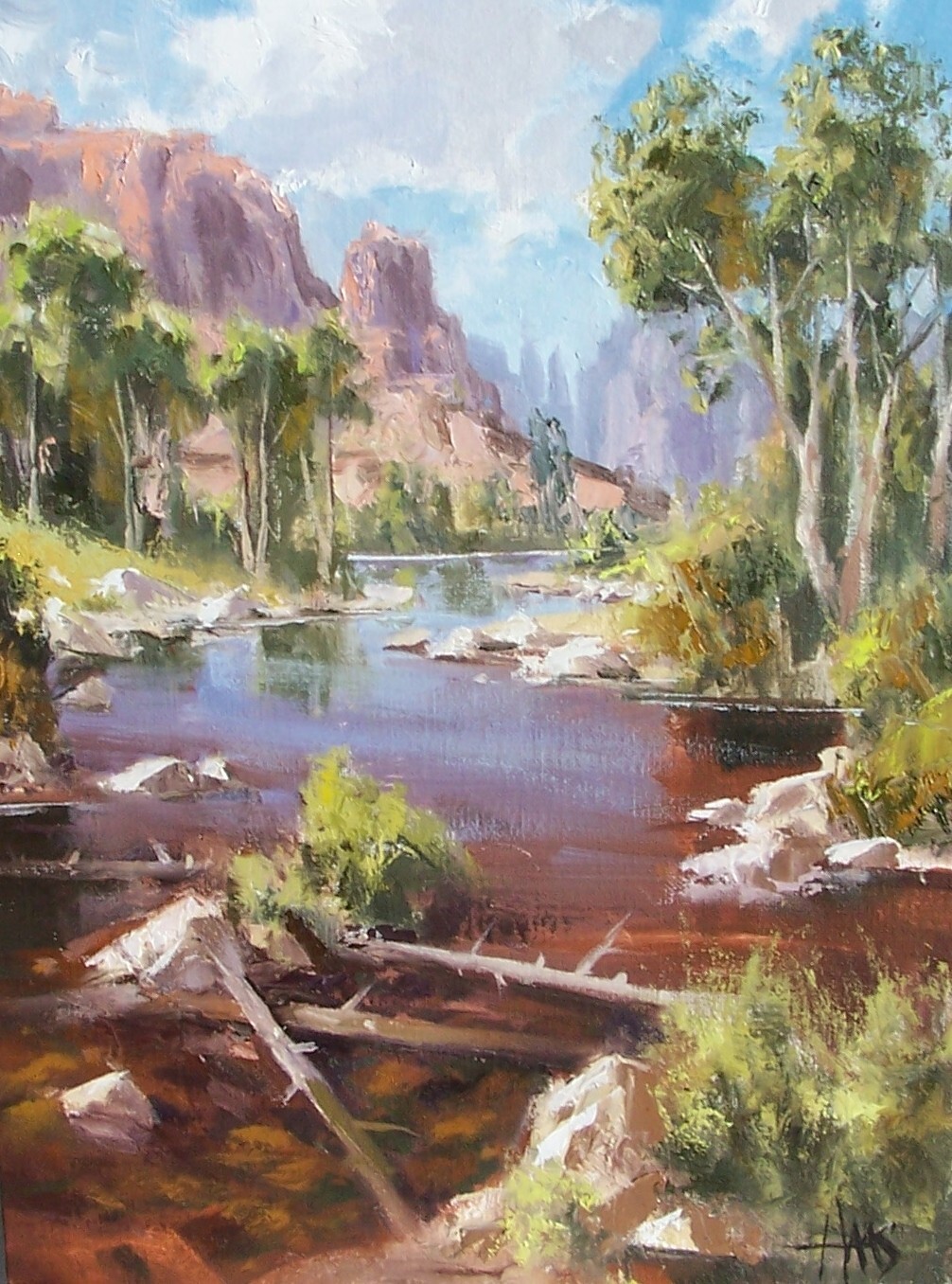 TOM HAAS painting ‘San Juan’ oil 16″x12″ river in Monument Valley southern Utah