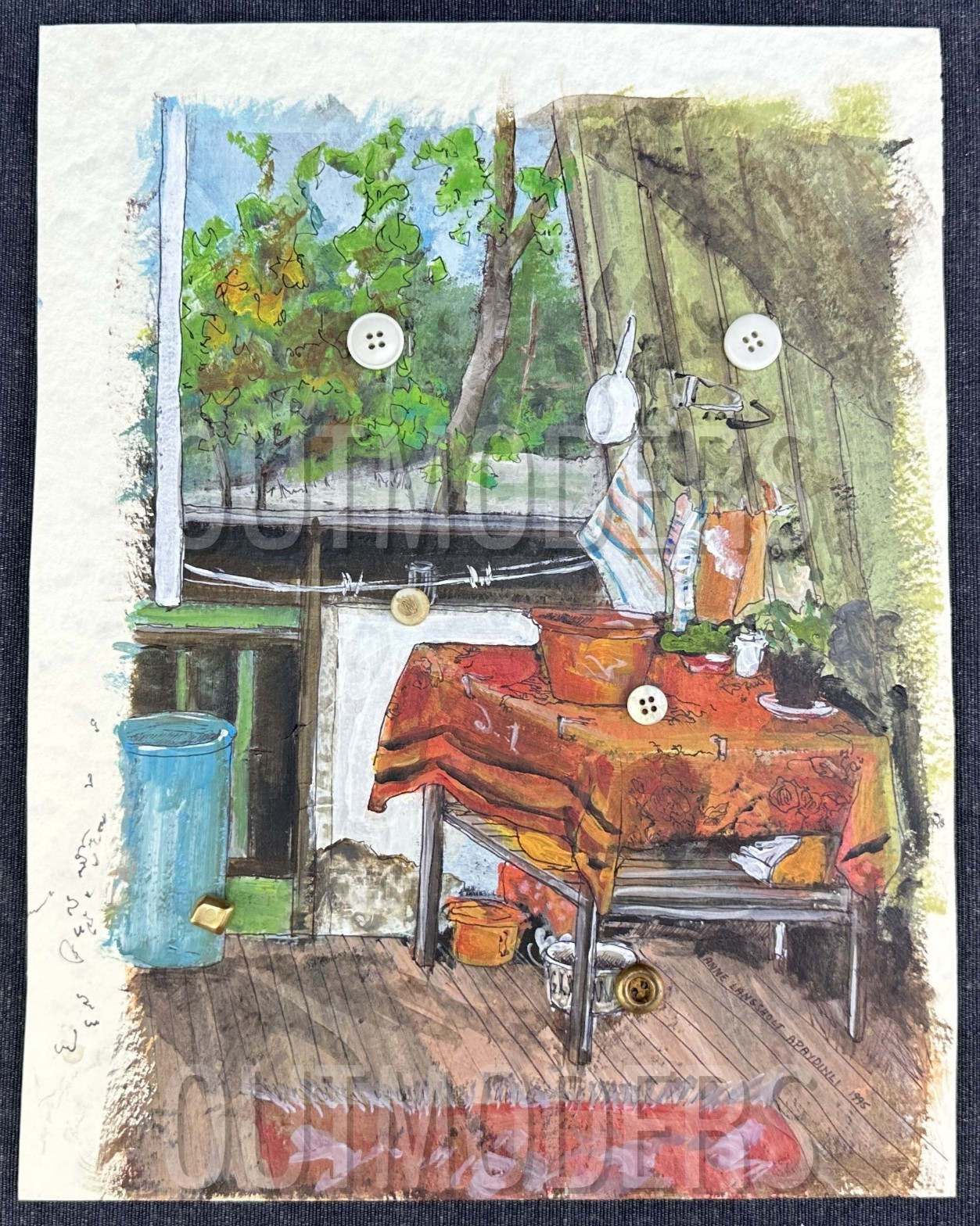 Still Life by the Cabin Window VTG Painting Apaydinli Contemporary Expressionism
