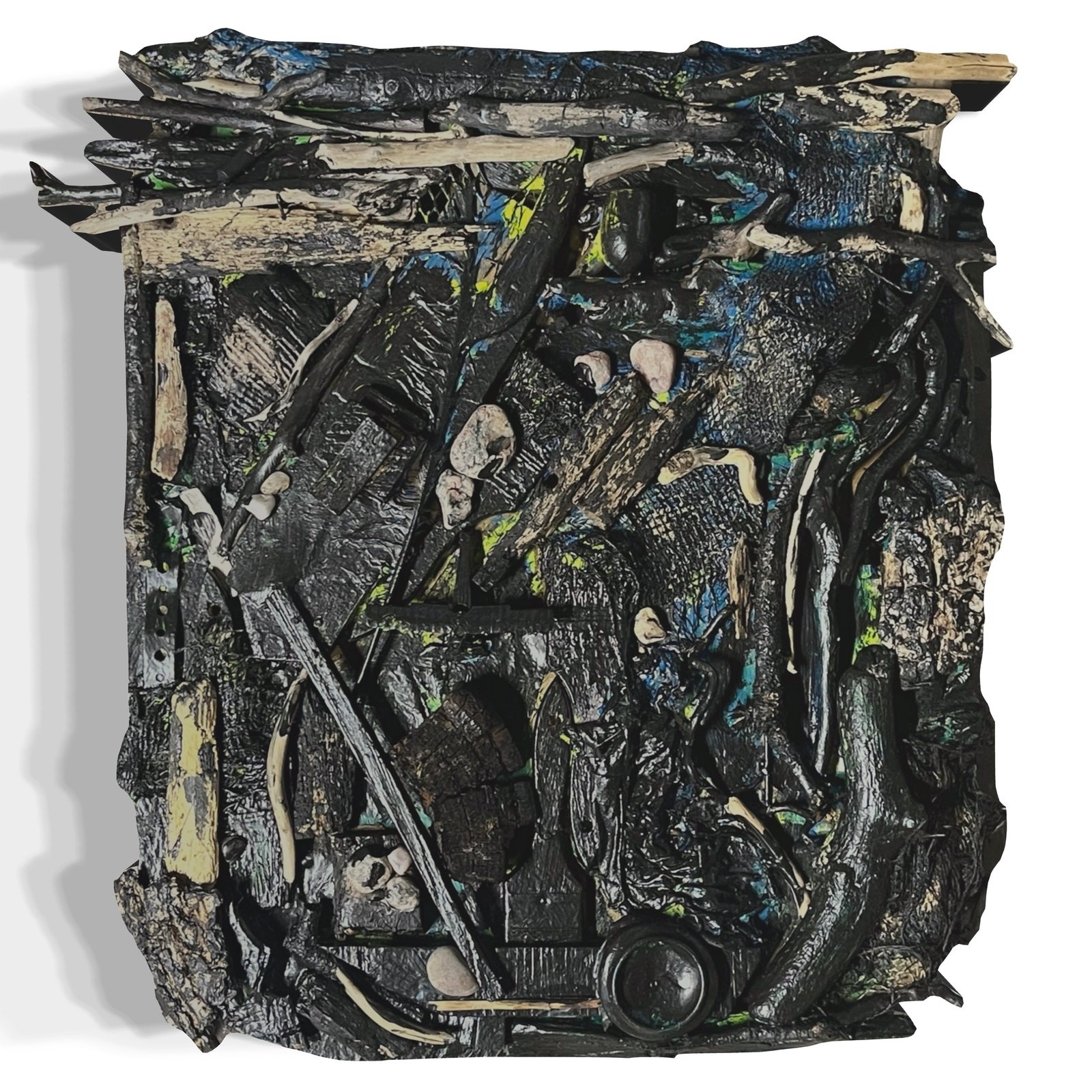 Original Abstract Assemblage Found Object Driftwood Art 22×23 “Subsidiary”