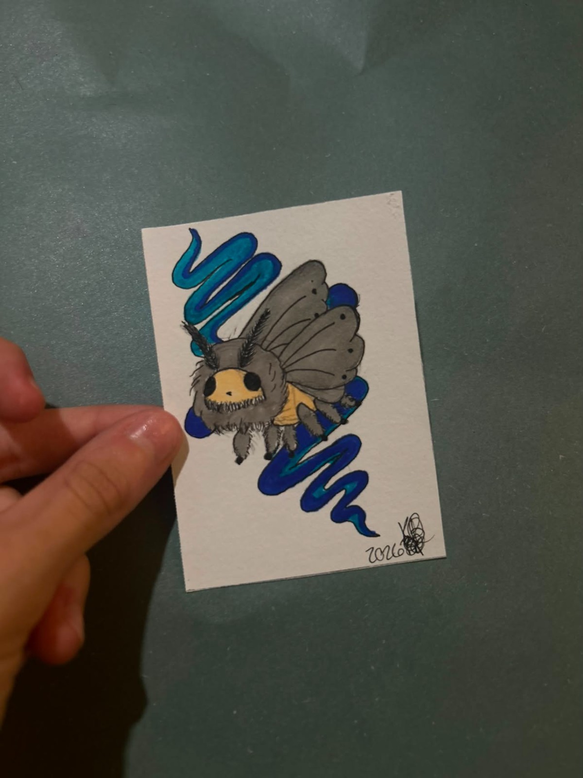 Original Alcohol Marker Drawing – “Moonmoth” | Whimsical Moth Art