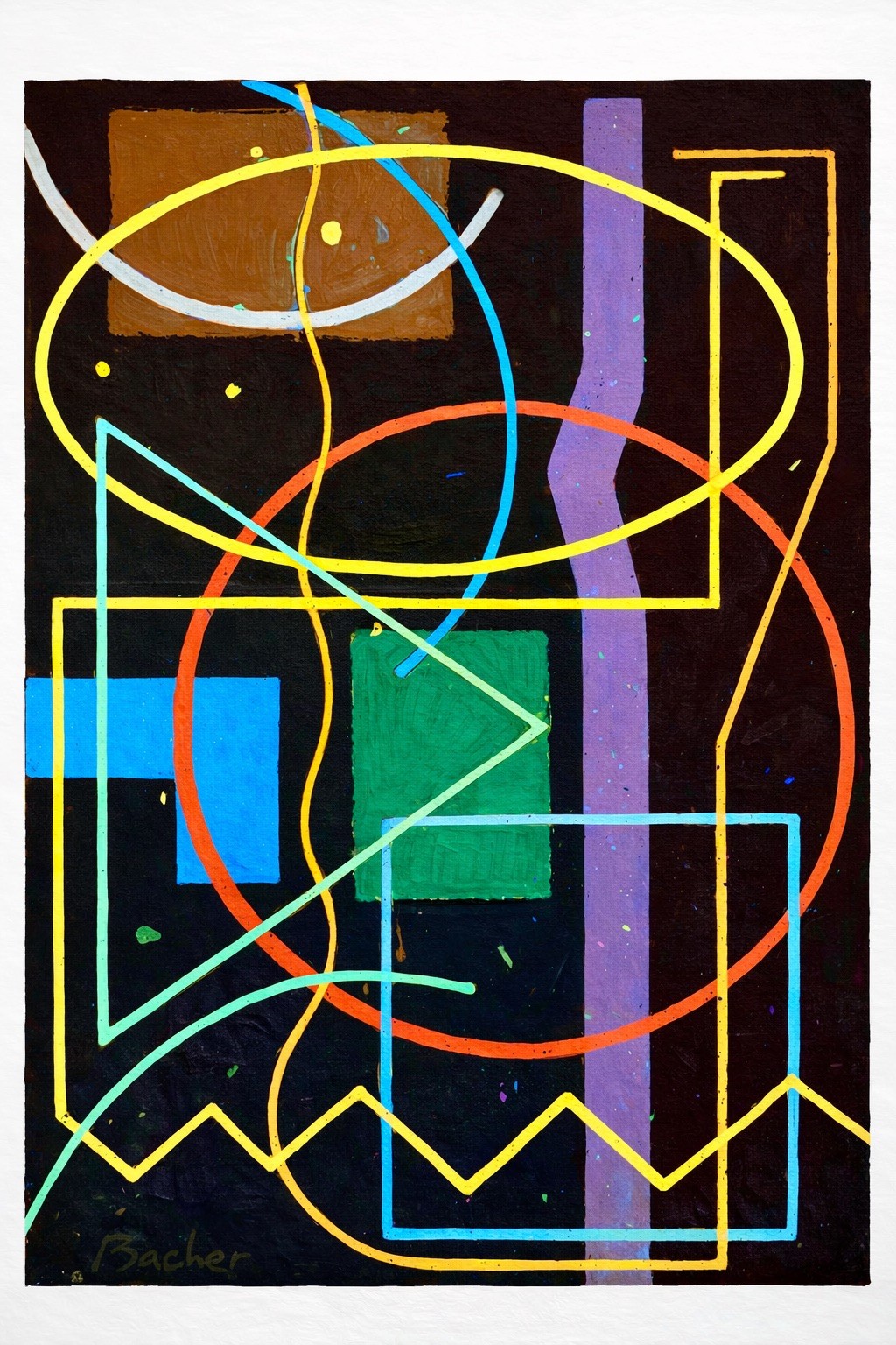 Florescent Moderne by Tom Bacher (Thomas Bacher) Original Painting on Canvas