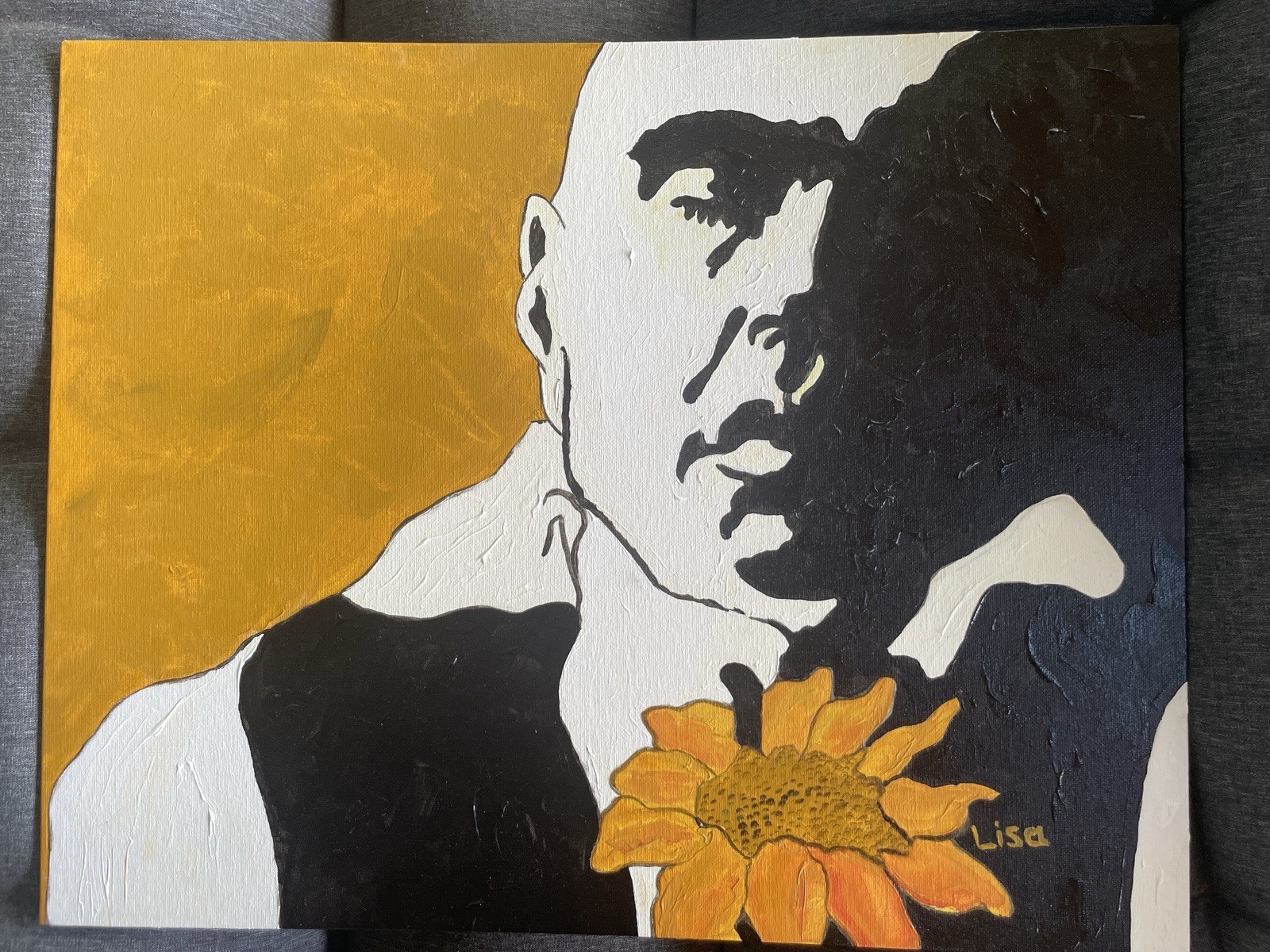 Original Abstract Acrylic Portrait Painting On Canvas Board. 16 x 20