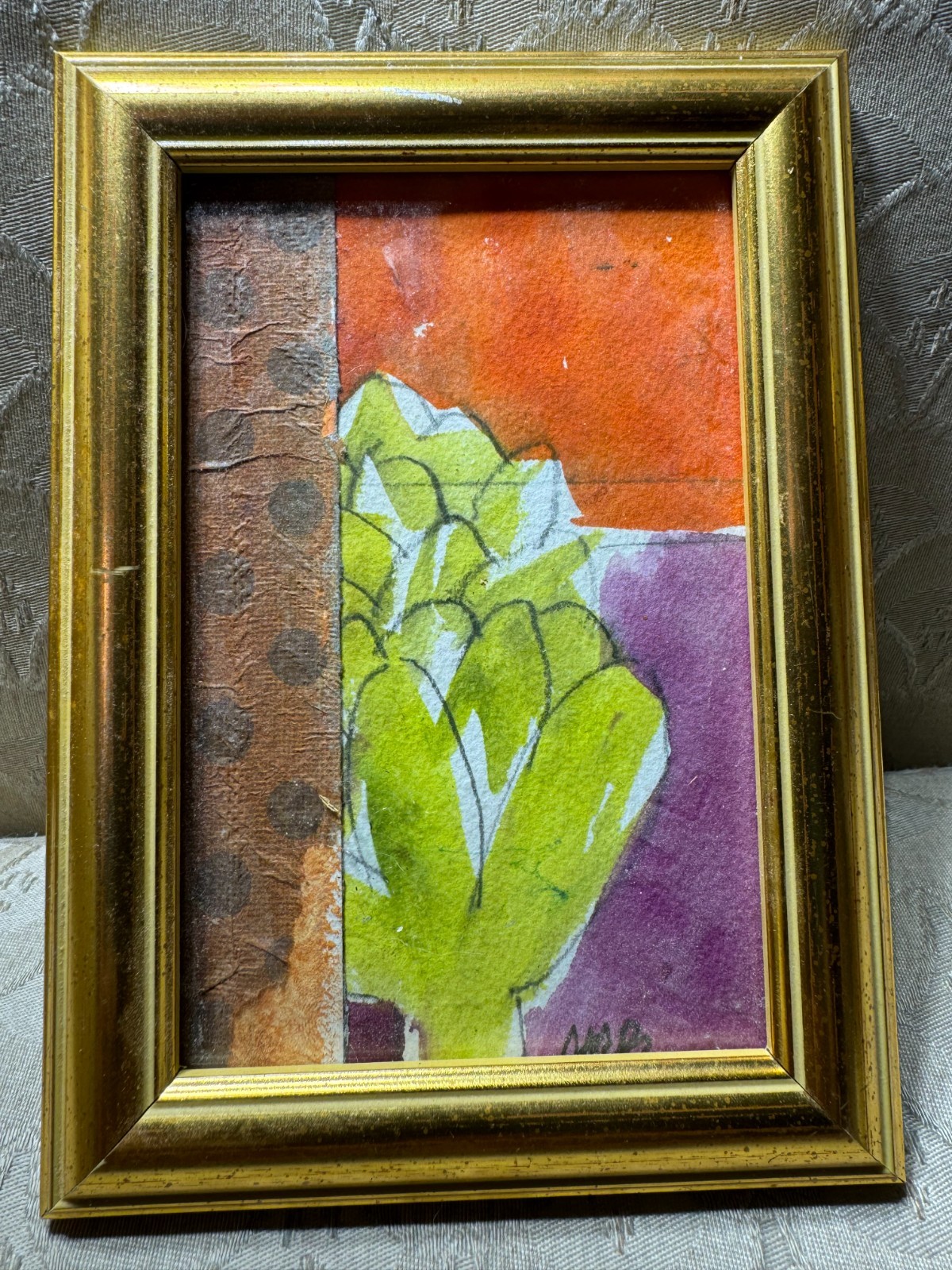 Angela Reed Breese “Window Tangier” Acrylic/Collage Painting – Signed/Framed