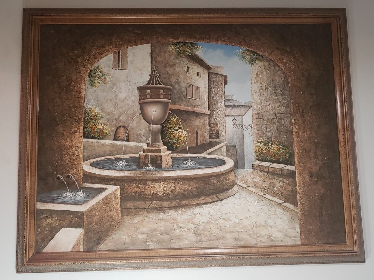 Large William Constable Adam (1846-1931) California Artist-Oil Painting Fountain