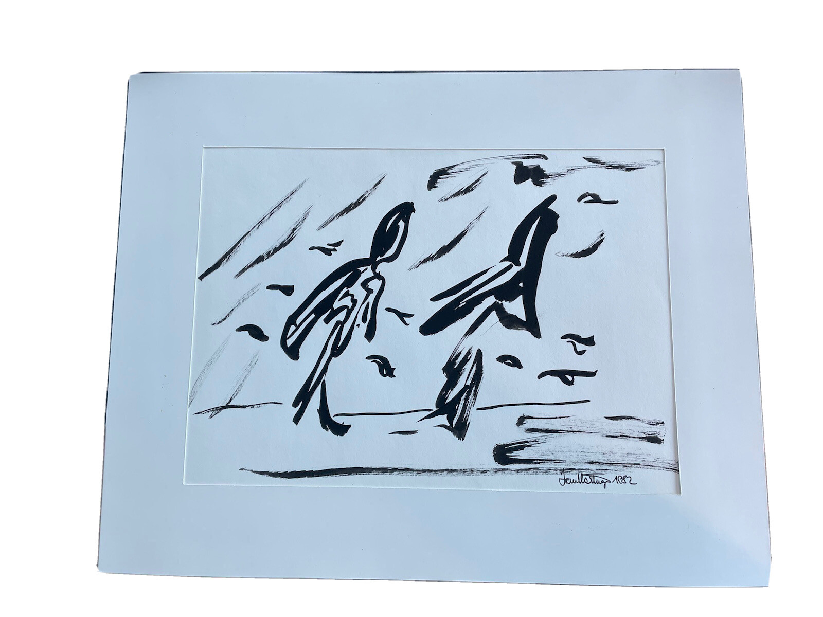 Austrian Irene Hartlmayr Drawing Ink Stormy Weather 1982
