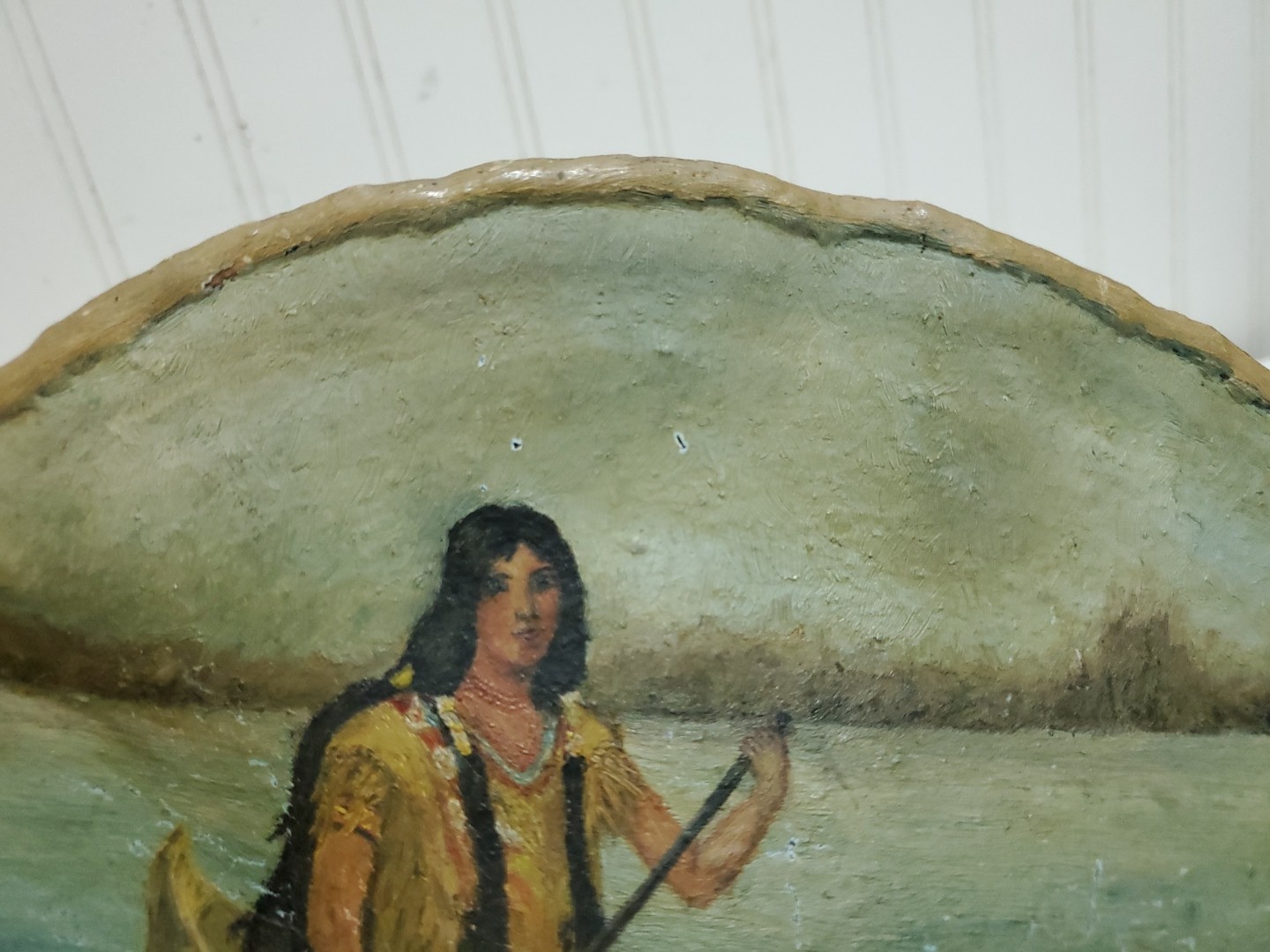 Native American Indian Tree Conk Painted Shelf Mushroom By Artist Ella F. Bast