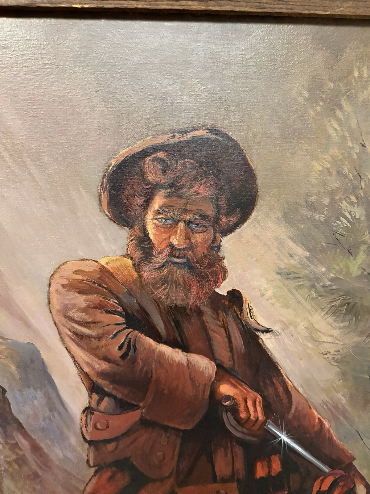 Scottish Highlander Warrior Oil Panting James MacBride Framed Vintage 81 X 45