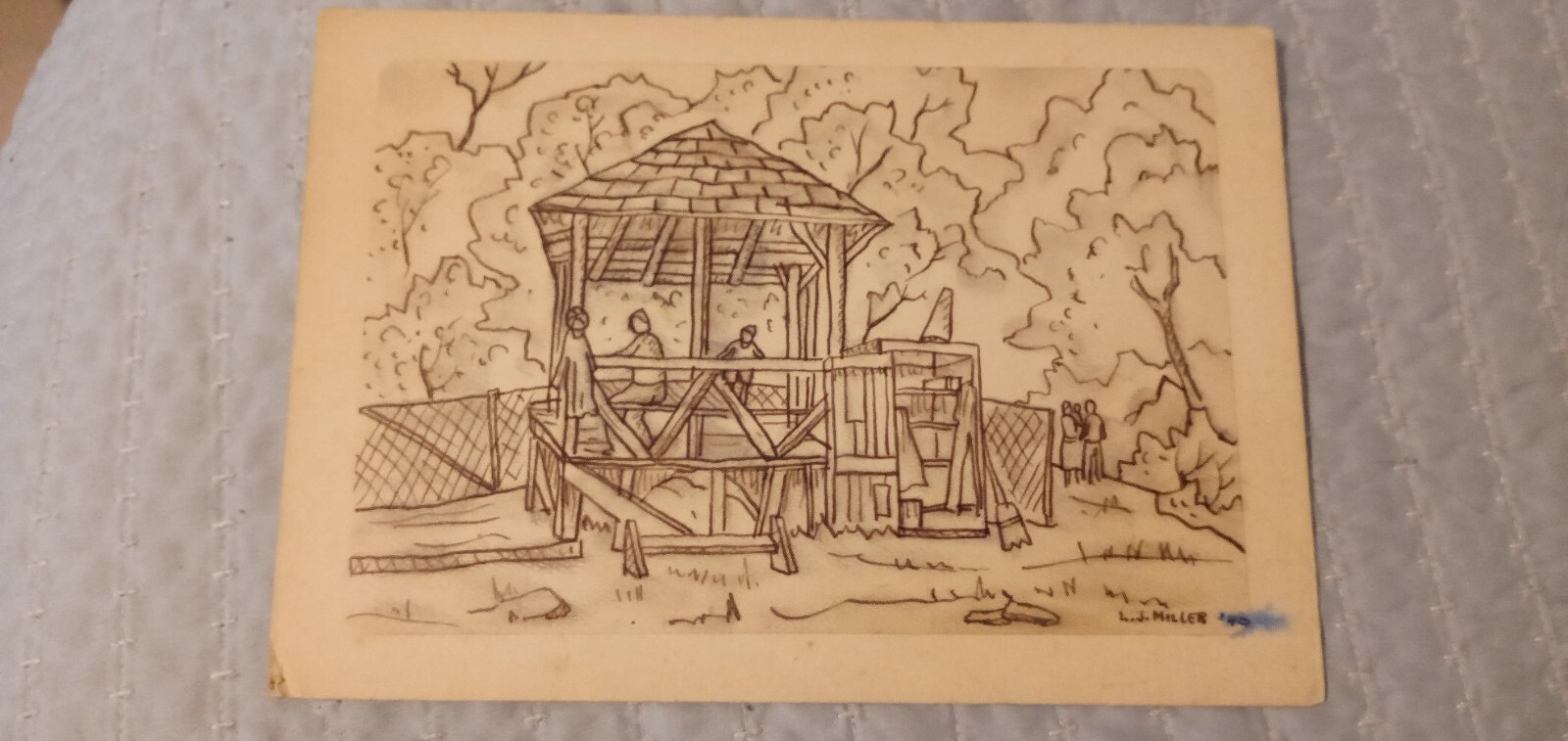 VINTAGE-(1950-60)-Original-Painting by Louis J Miller-SIZE= 8.5″ X 5″-SEE PHOTOS