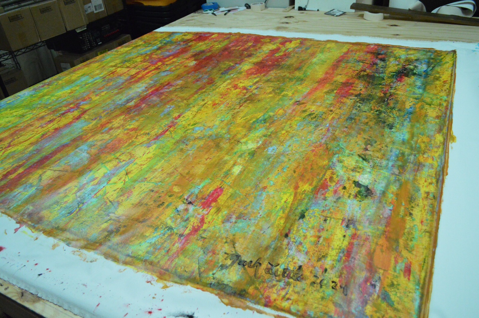 Gerhard Richter style Professional Painting 84”X62” (7 Foot) Abstract Modern XL