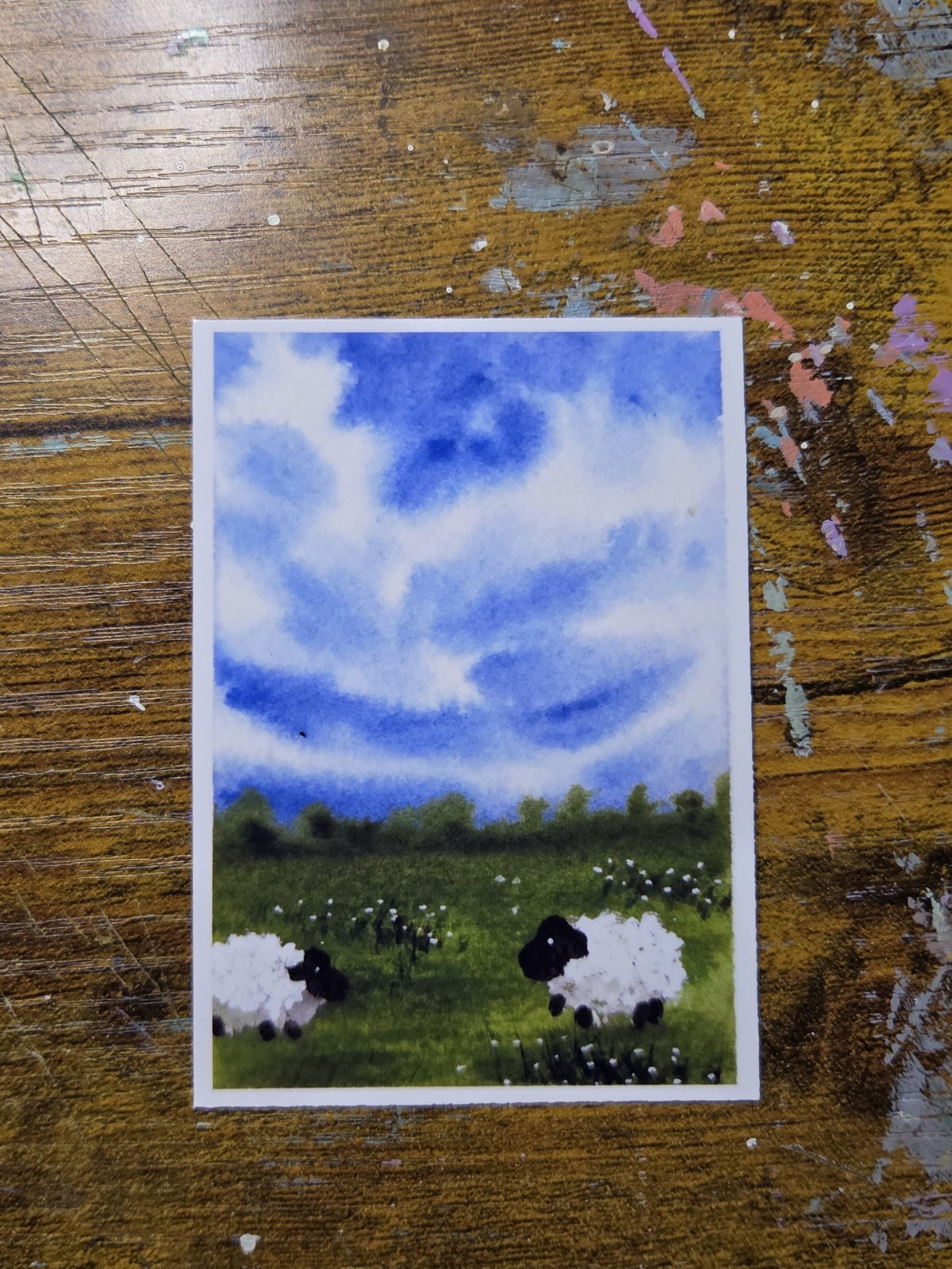 ACEO *Art Print of Original Sheep Watercolor Hand Painted By El_duderino_art