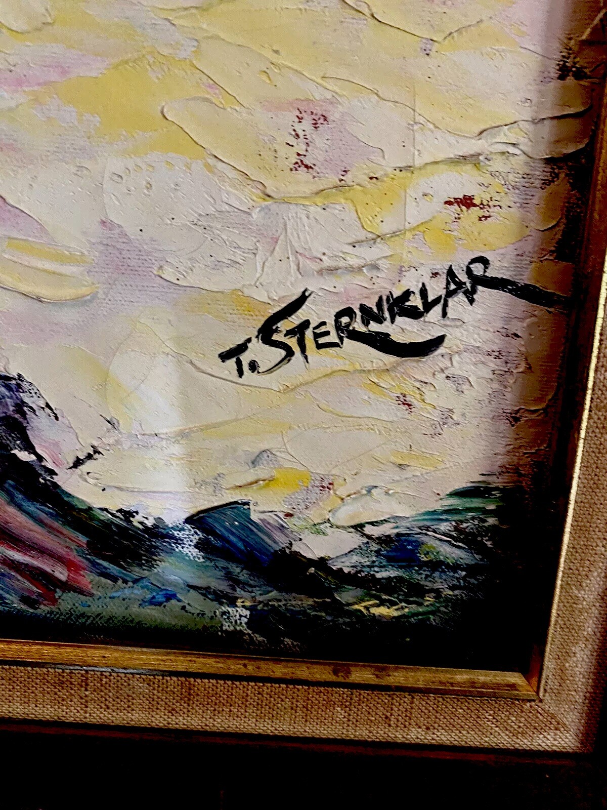 Original Oil Painting of Street Scene by Tea Sternklar Framed, In Excellent Cond