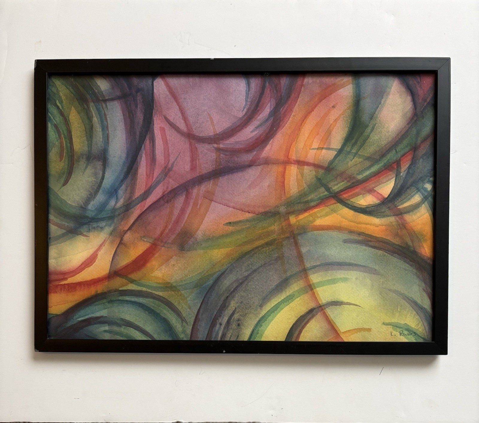 Signed Modern Abstract Watercolor Painting – Kelly Powers – 13in x 19in